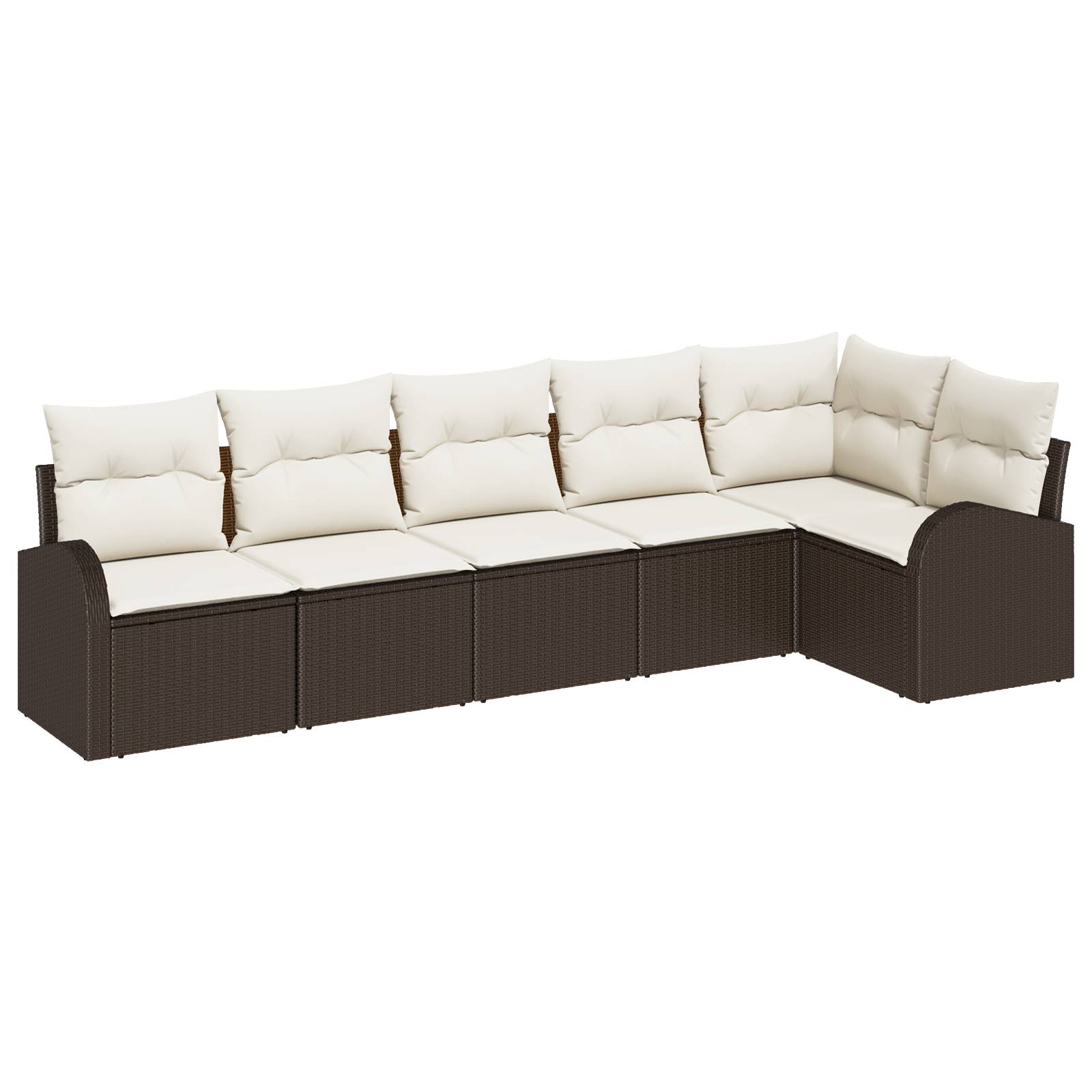 vidaXL 6-teilige Garten Sofagarnitur mit Kissen Braun Poly Rattan