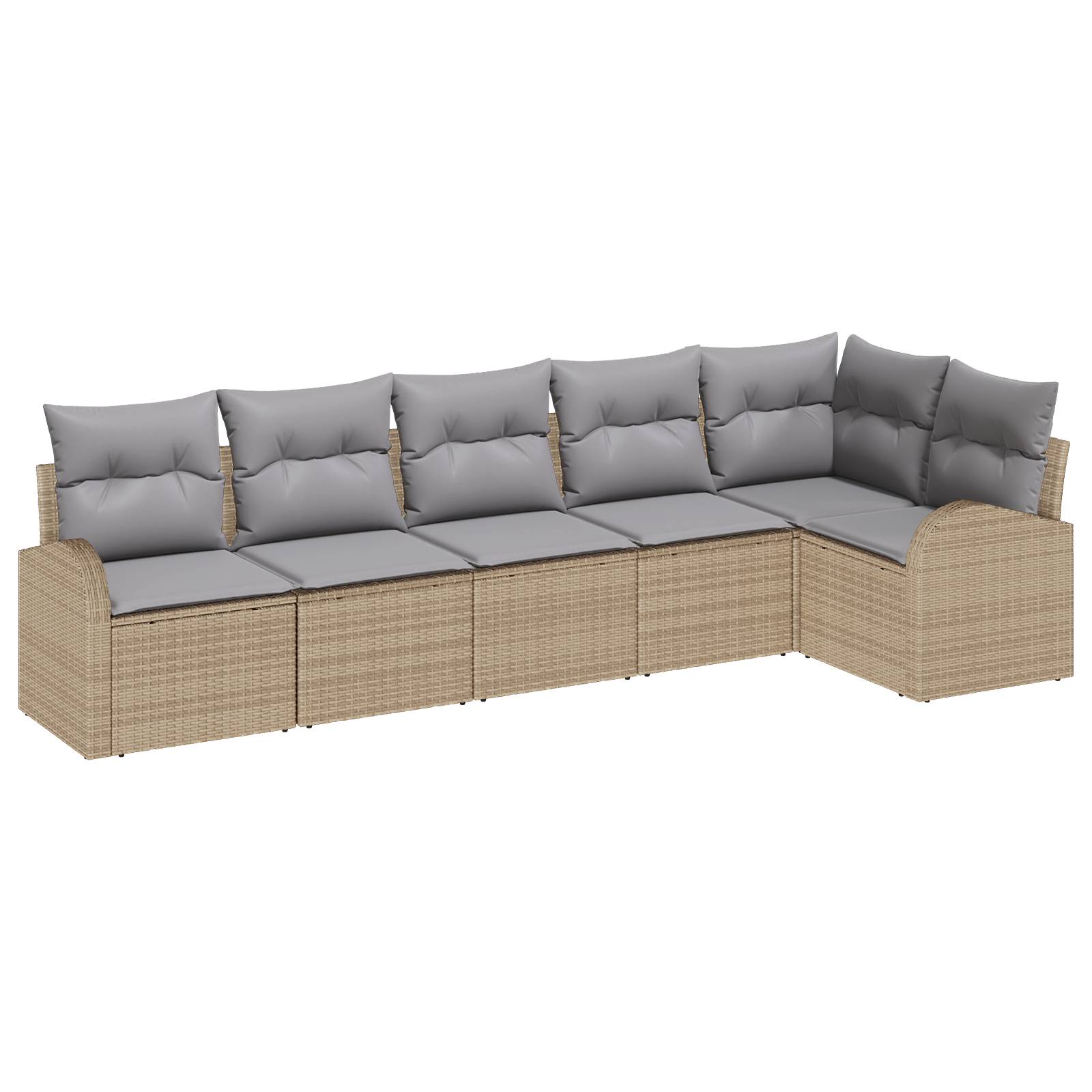 vidaXL 6-teilige Garten Sofa Set mit Kissen Beige Poly Rattan