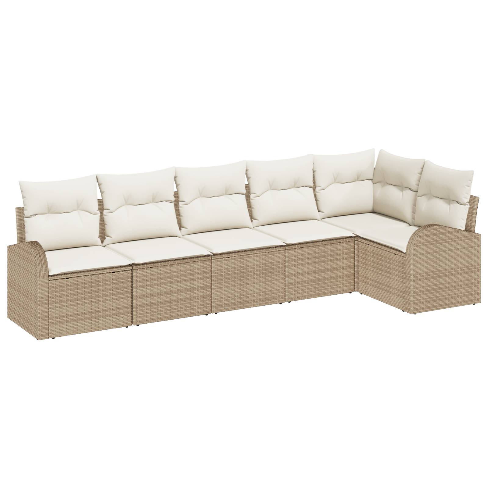 vidaXL 6-teiliges Garten-Sofa-Set mit Kissen aus beige Poly-Rattan