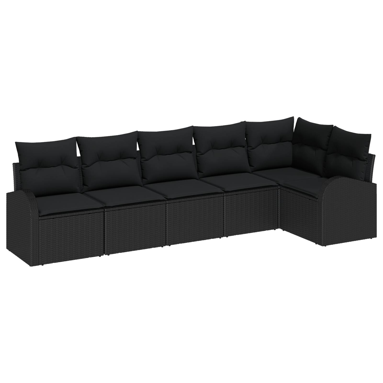 vidaXL 6-teiliges Garten Sofa Set mit Kissen aus schwarzem Poly Rattan