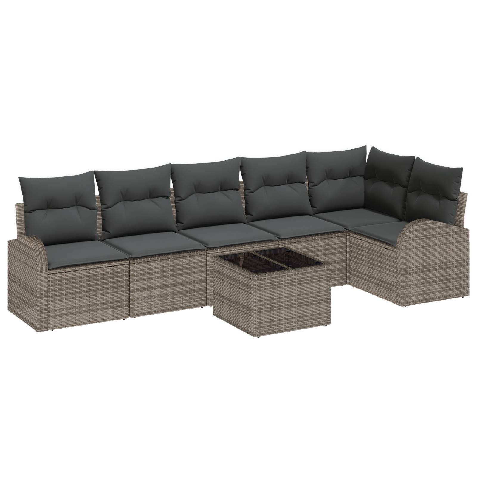 vidaXL 6-tlg. Garten-Sofagarnitur mit Kissen Schwarz Poly Rattan