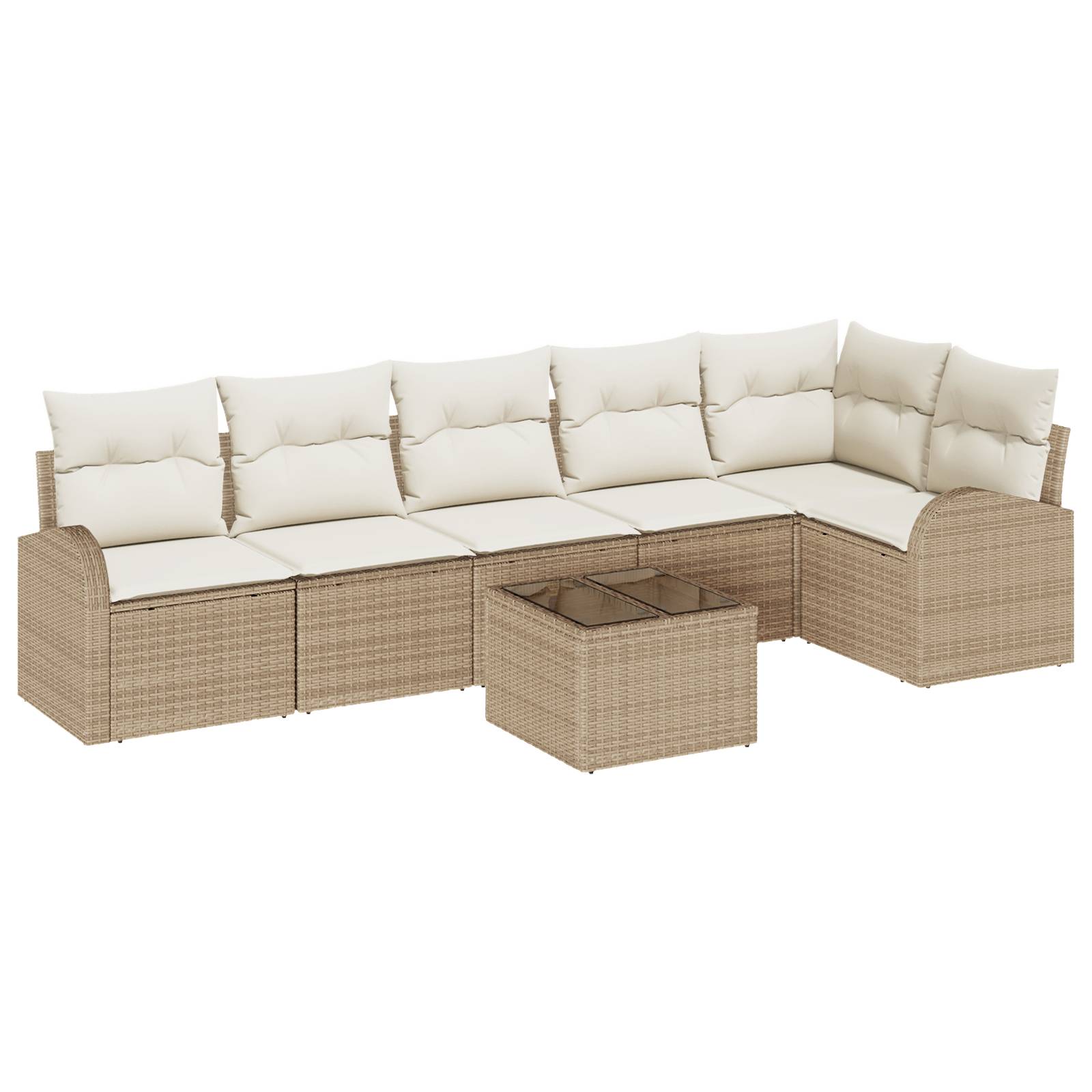 vidaXL 7-teiliges Garten Sofa Set mit Kissen Braunes Poly Rattan