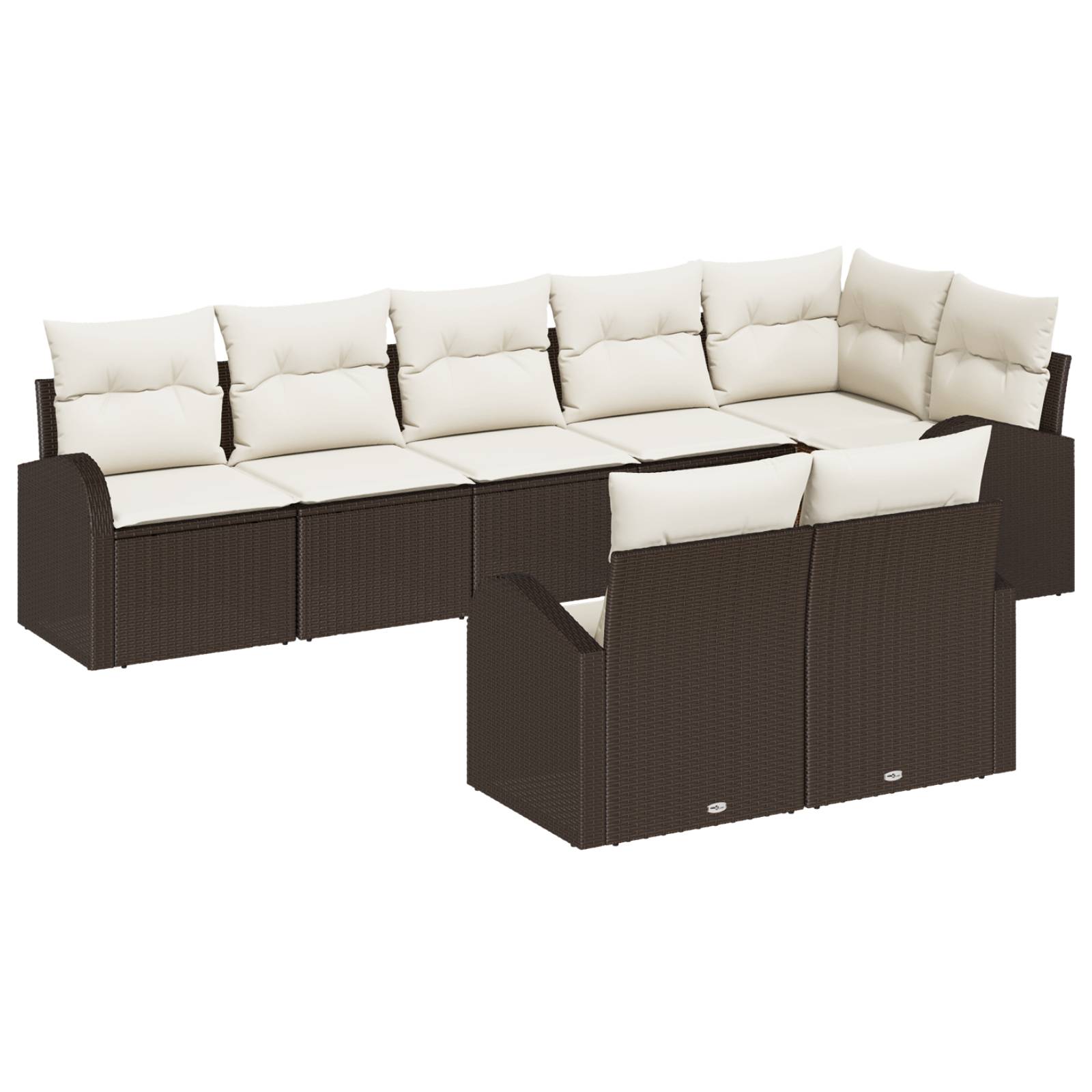 vidaXL 8-tlg. Garten-Sofagarnitur mit Kissen Braun Poly Rattan