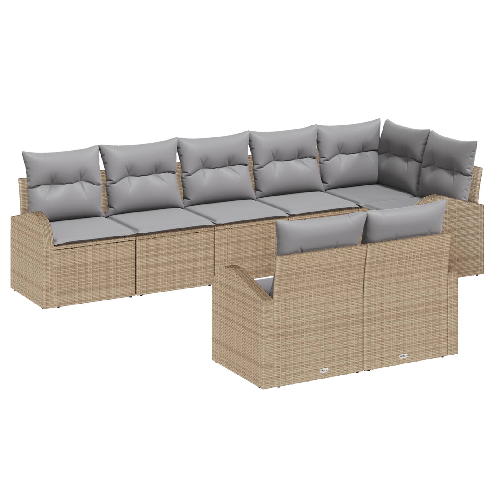 vidaXL 8-teiliges Garten Sofa Set mit Kissen Beige Poly Rattan