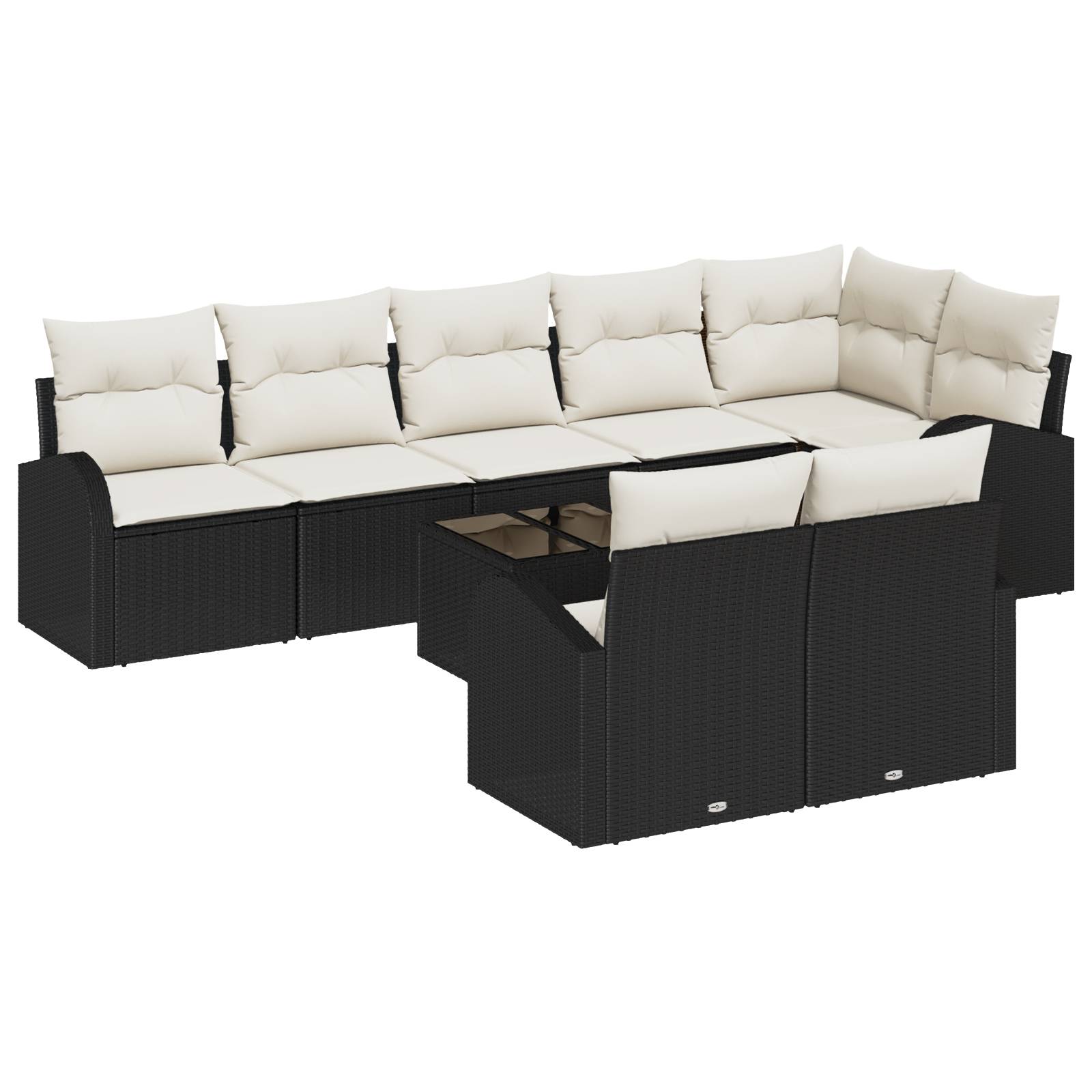 vidaXL 8-tlg. Garten-Sofagarnitur mit Kissen Braun Poly Rattan