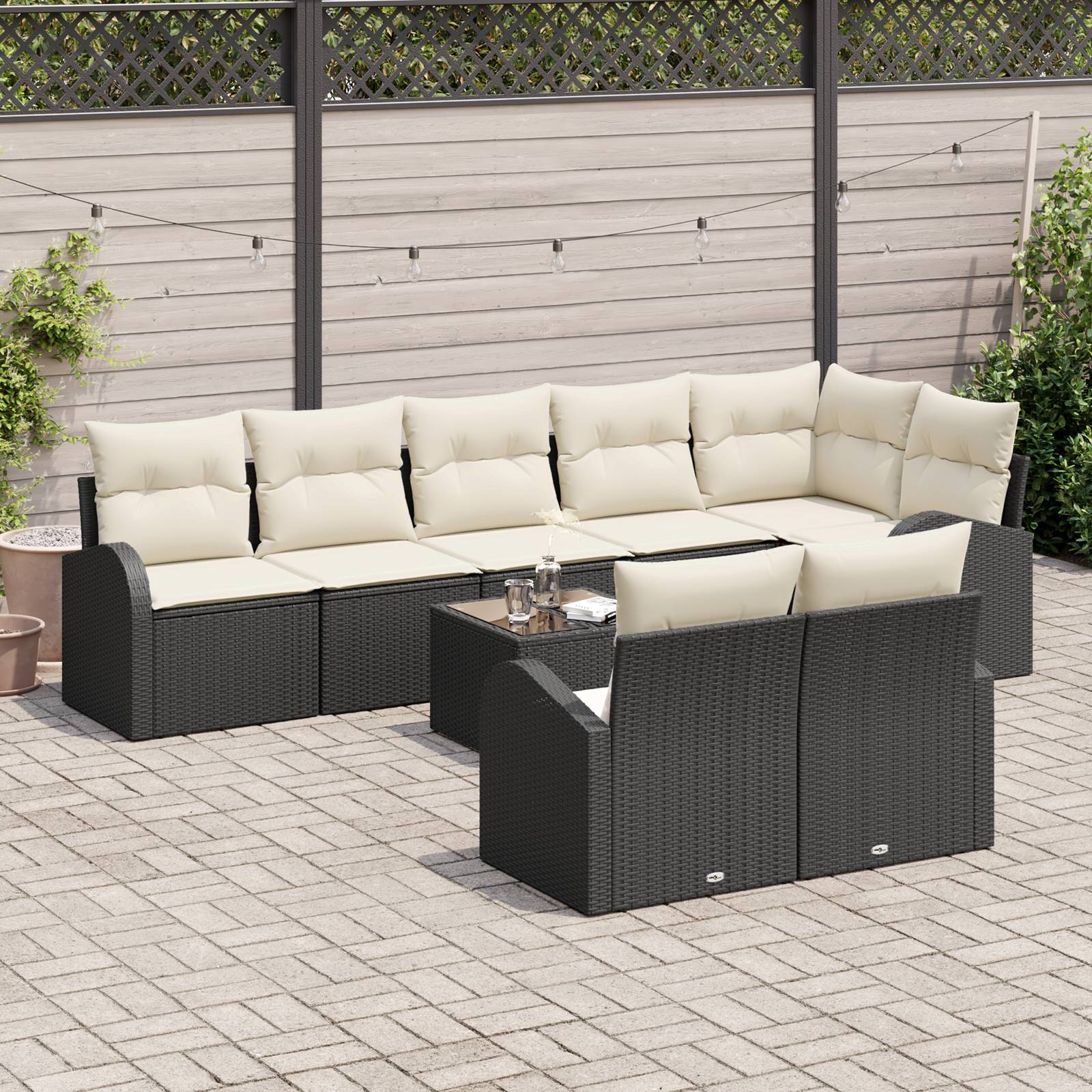 vidaXL 8-tlg. Garten-Sofagarnitur mit Kissen Braun Poly Rattan