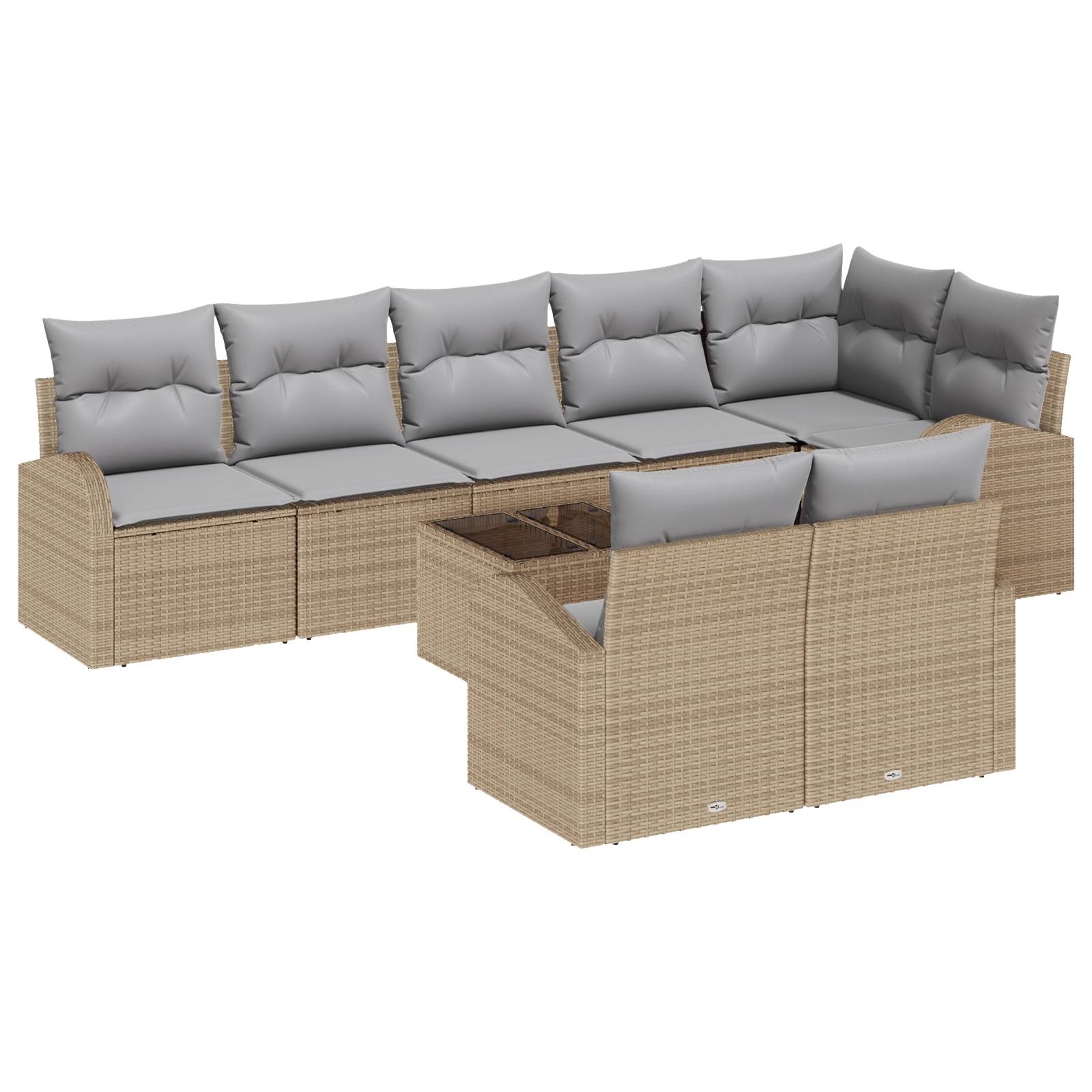 vidaXL 9-teiliges Garten Sofa Set mit Kissen Schwarz Poly Rattan