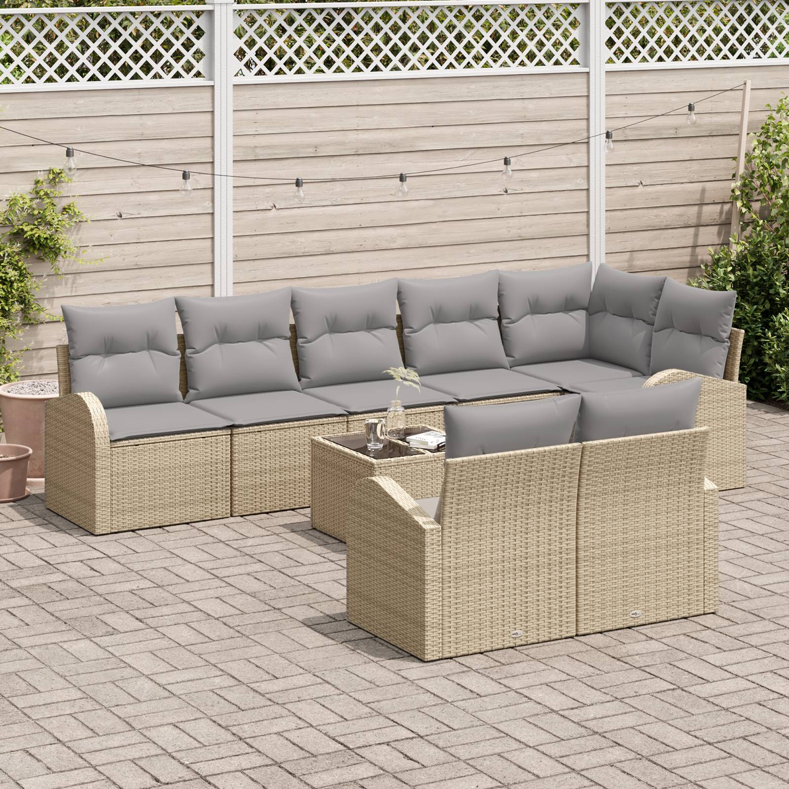 vidaXL 9-teiliges Garten Sofa Set mit Kissen Schwarz Poly Rattan