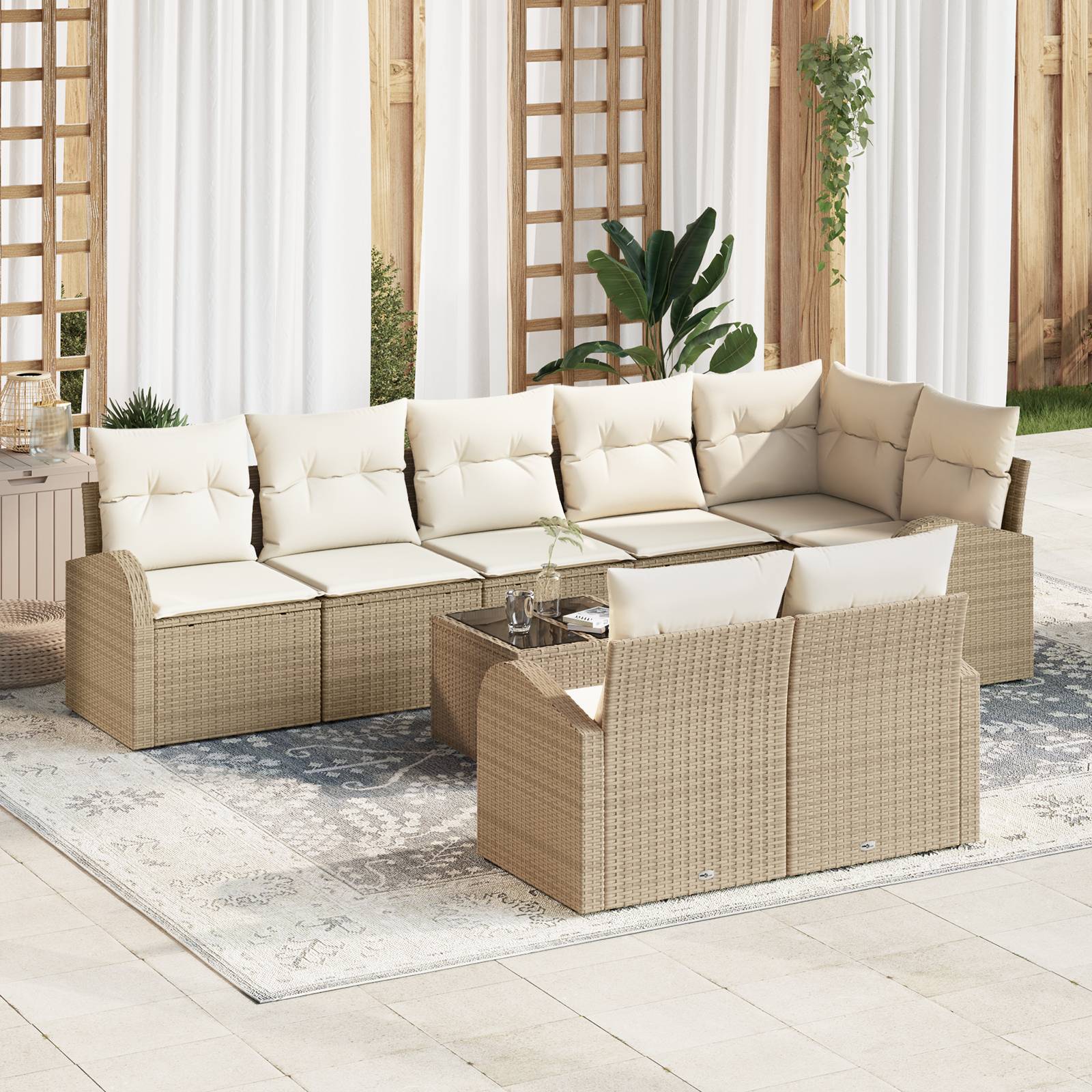 vidaXL 9-teiliges Garten Sofa Set mit Kissen Braun Poly Rattan