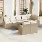 vidaXL 9-teiliges Garten Sofa Set mit Kissen Braun Poly Rattan vidaXL 9-teiliges Garten Sofa Set mit Kissen Braun Poly Rattan