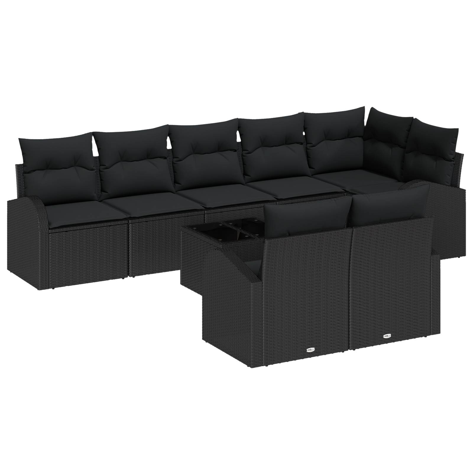 vidaXL 9-tlg. Garten-Sofagarnitur mit Kissen Beige Poly Rattan