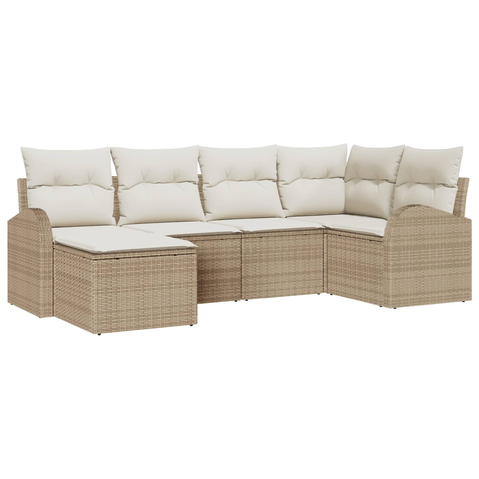 vidaXL 6-teiliges Garten-Sofa-Set mit Kissen Beige Poly-Rattan