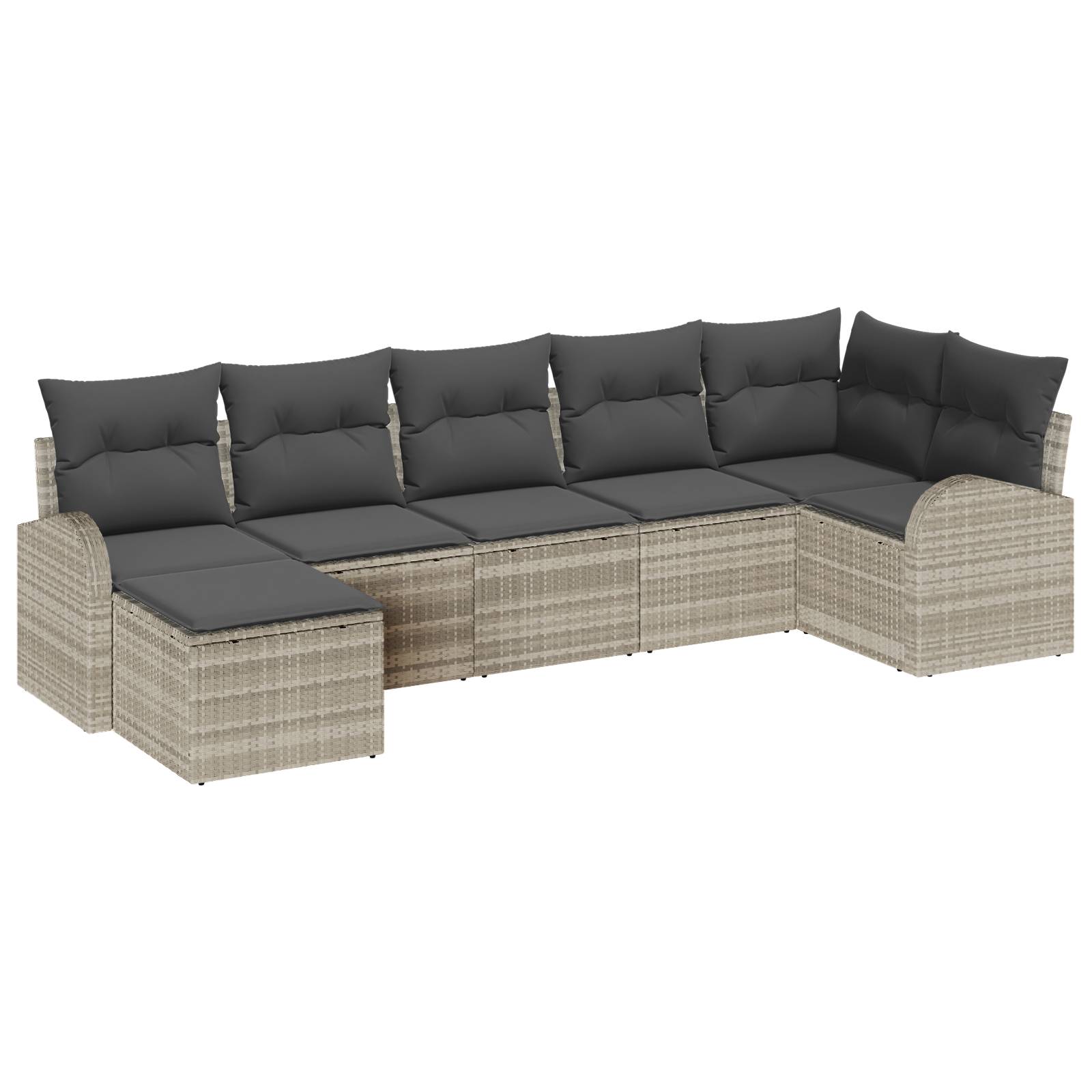 vidaXL 7-teiliges Garten-Sofaset mit Kissen Hellgrau Poly Rattan
