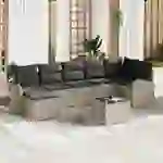 vidaXL 8-teiliges Garten Sofa Set mit Kissen Grau Poly Rattan vidaXL 8-teiliges Garten Sofa Set mit Kissen Grau Poly Rattan