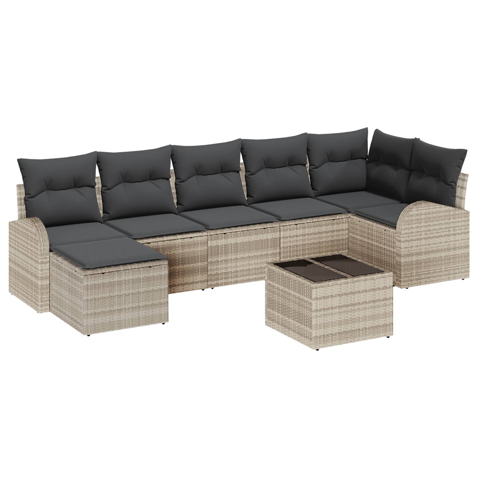 vidaXL 8-teiliges Garten Sofa Set mit Kissen Grau Poly Rattan