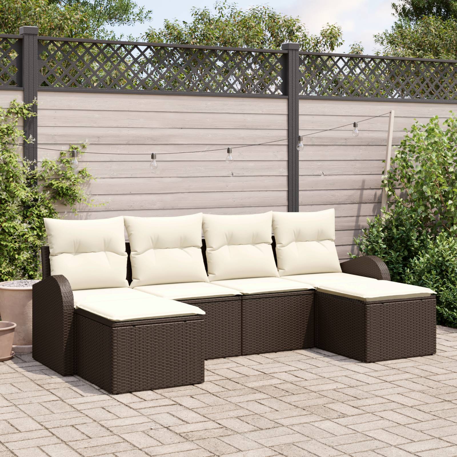 vidaXL 6-teiliges Garten Sofa Set mit Kissen Braun Poly Rattan