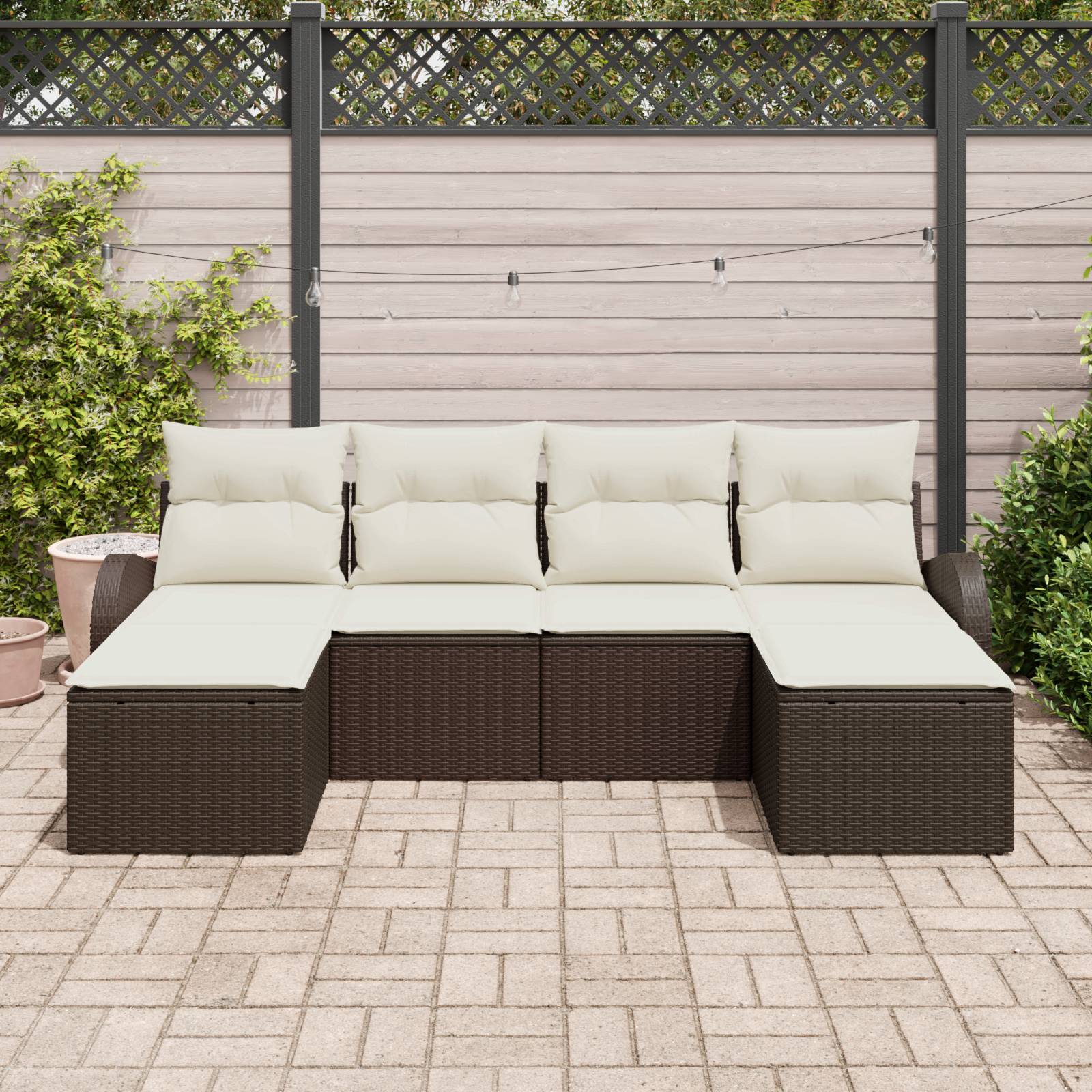 vidaXL 6-teiliges Garten Sofa Set mit Kissen Braun Poly Rattan