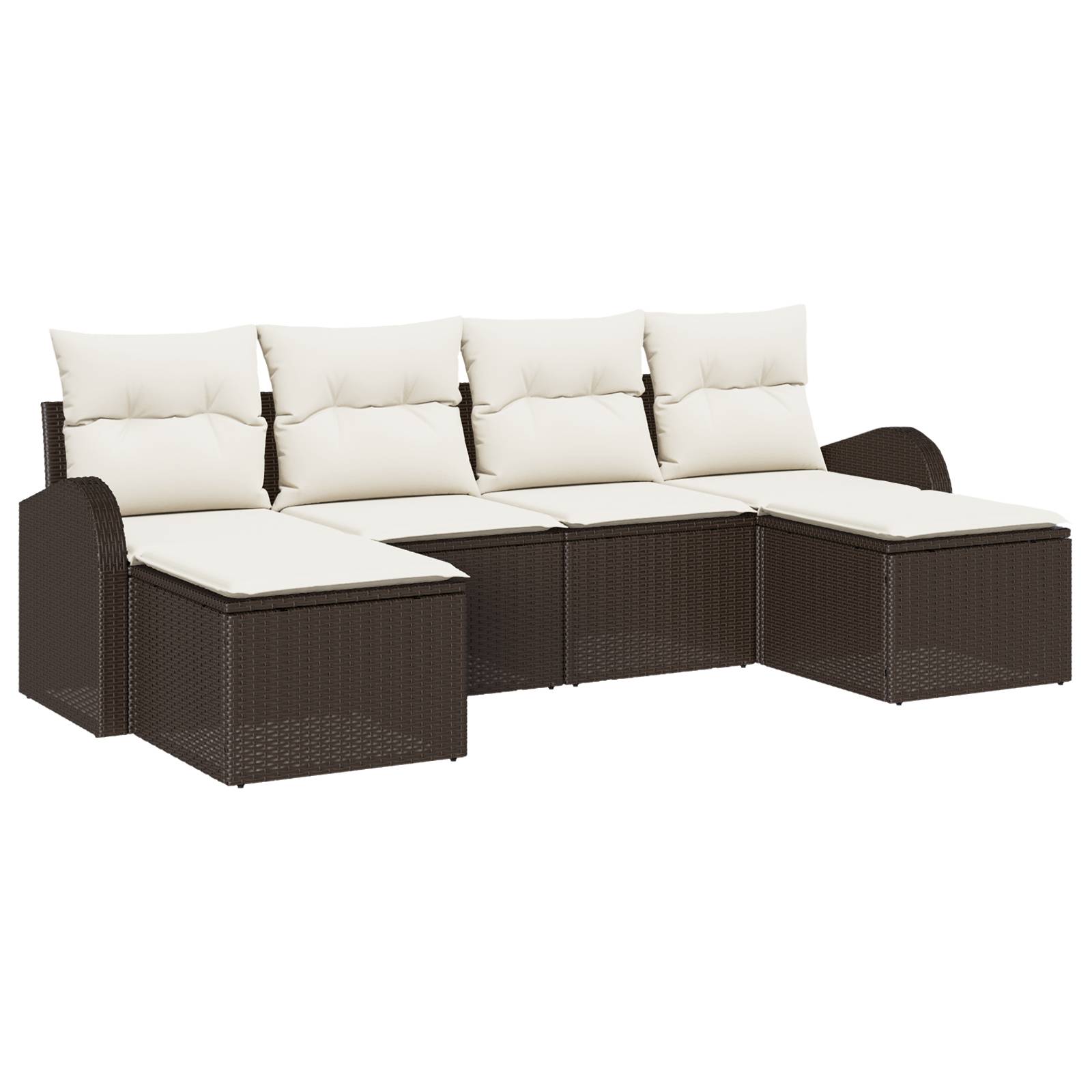 vidaXL 6-teiliges Garten Sofa Set mit Kissen Braun Poly Rattan