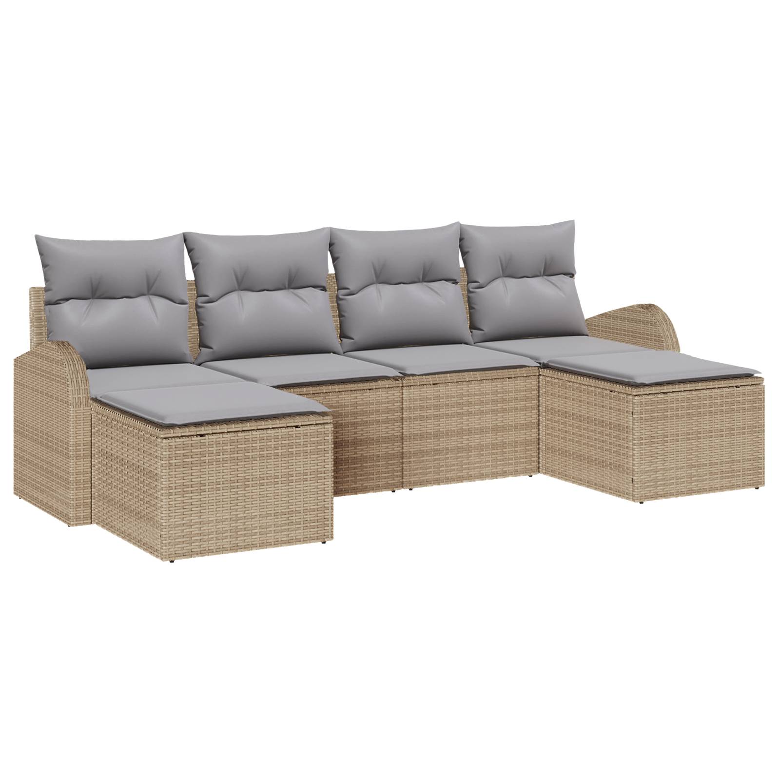 vidaXL 6-teiliges Garten Sofa Set mit Kissen Beige Poly Rattan