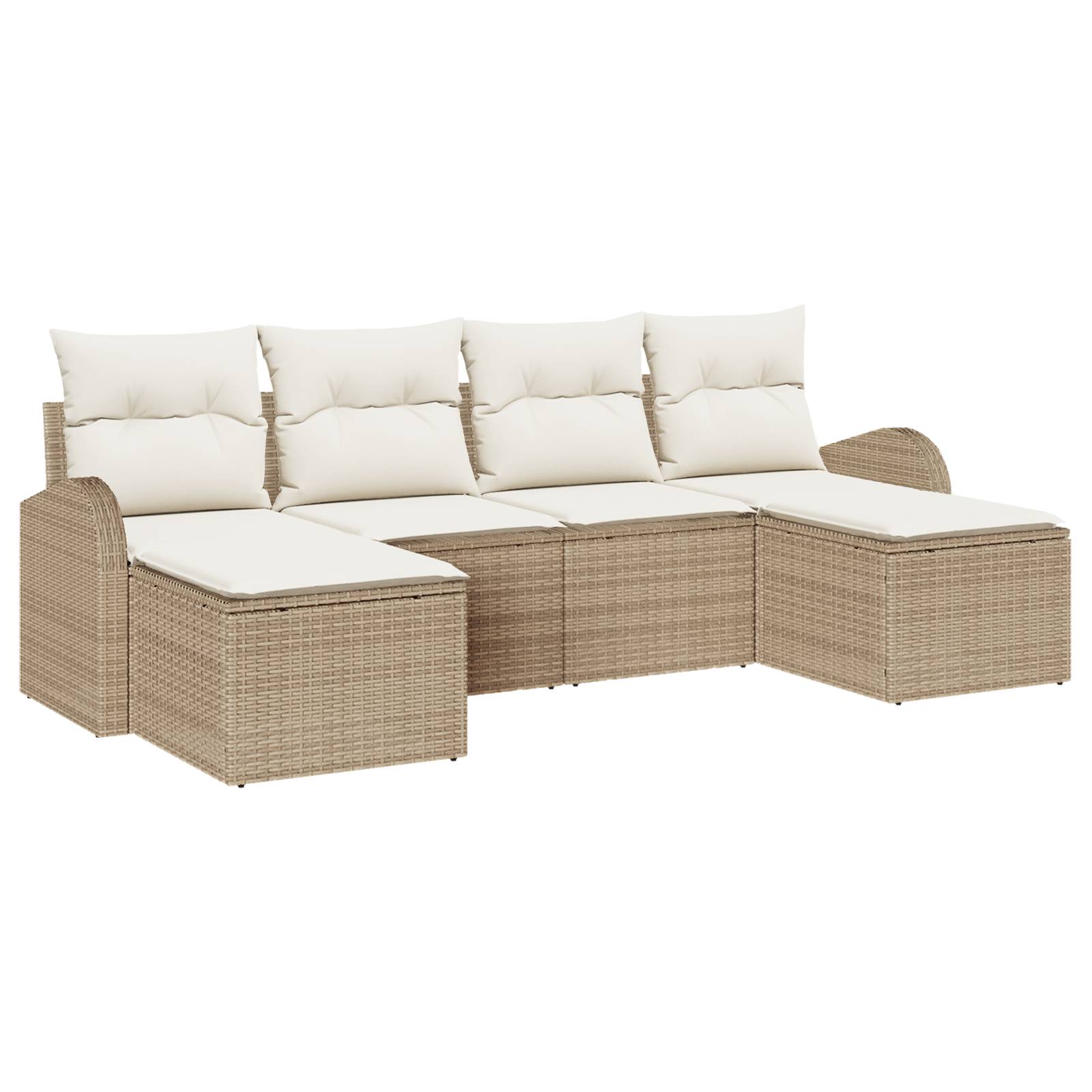 vidaXL 6-teiliges Garten Sofa Set mit Kissen Beige Poly Rattan