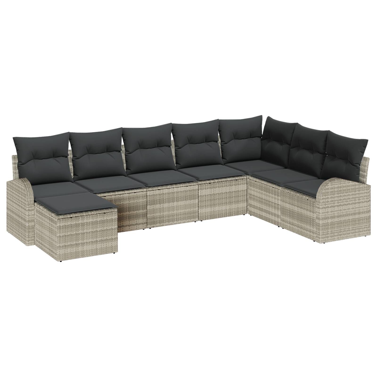 vidaXL 8-teiliges Garten-Sofa-Set mit Kissen hellgrau Poly Rattan