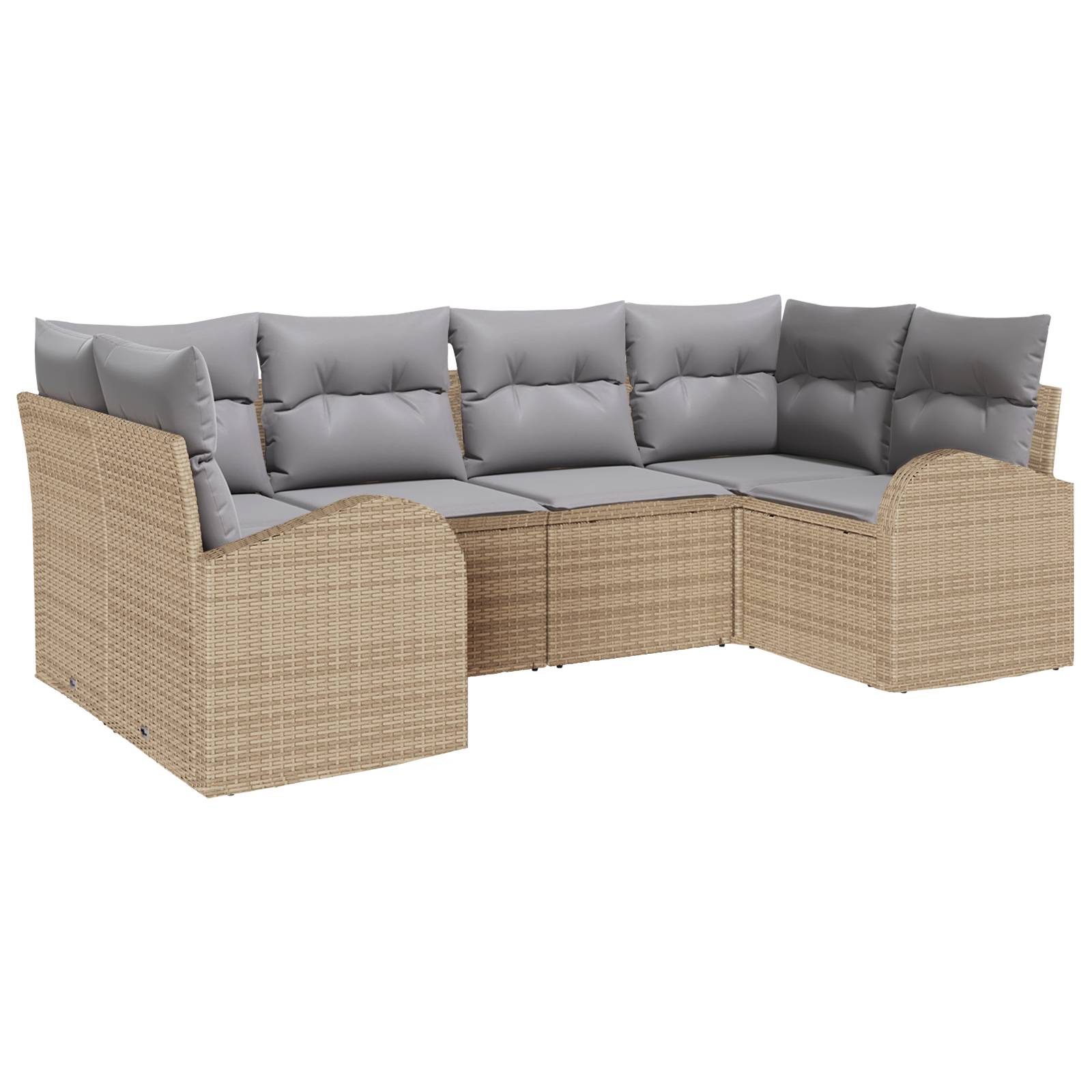 vidaXL 6-teiliges Garten-Sofa-Set mit Kissen Beige Poly Rattan