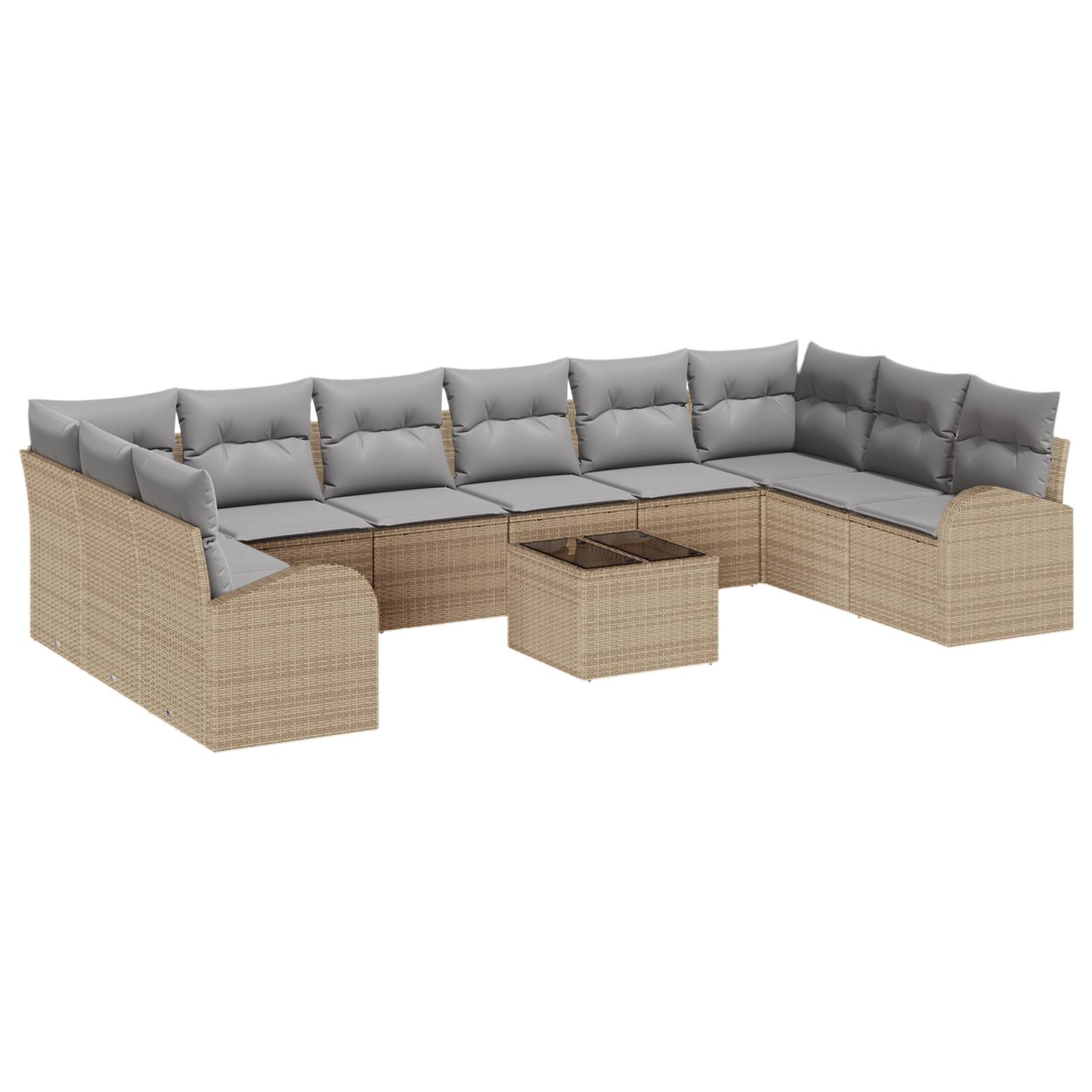 vidaXL 11-teiliges Gartensofa Set mit Kissen Schwarzes Poly Rattan