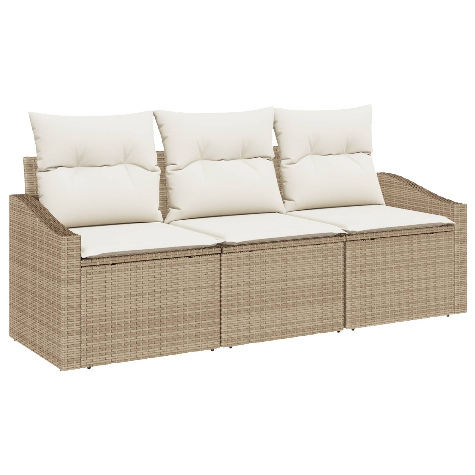 vidaXL 3-tlg. Garten-Essgruppe mit Kissen Beige Poly Rattan
