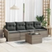 vidaXL 5-teiliges Garten Sofa Set mit Kissen Grau Poly Rattan vidaXL 5-teiliges Garten Sofa Set mit Kissen Grau Poly Rattan