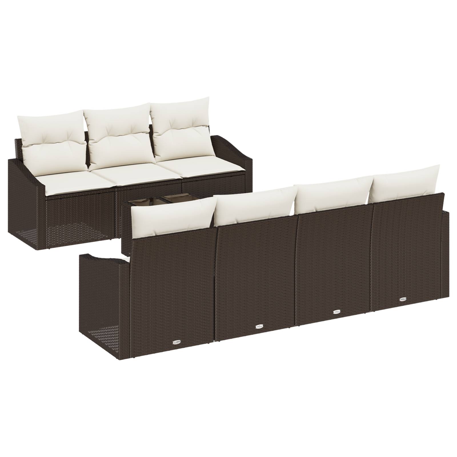 vidaXL 8-teiliges Garten-Sofa-Set mit Kissen Braun Poly-Rattan