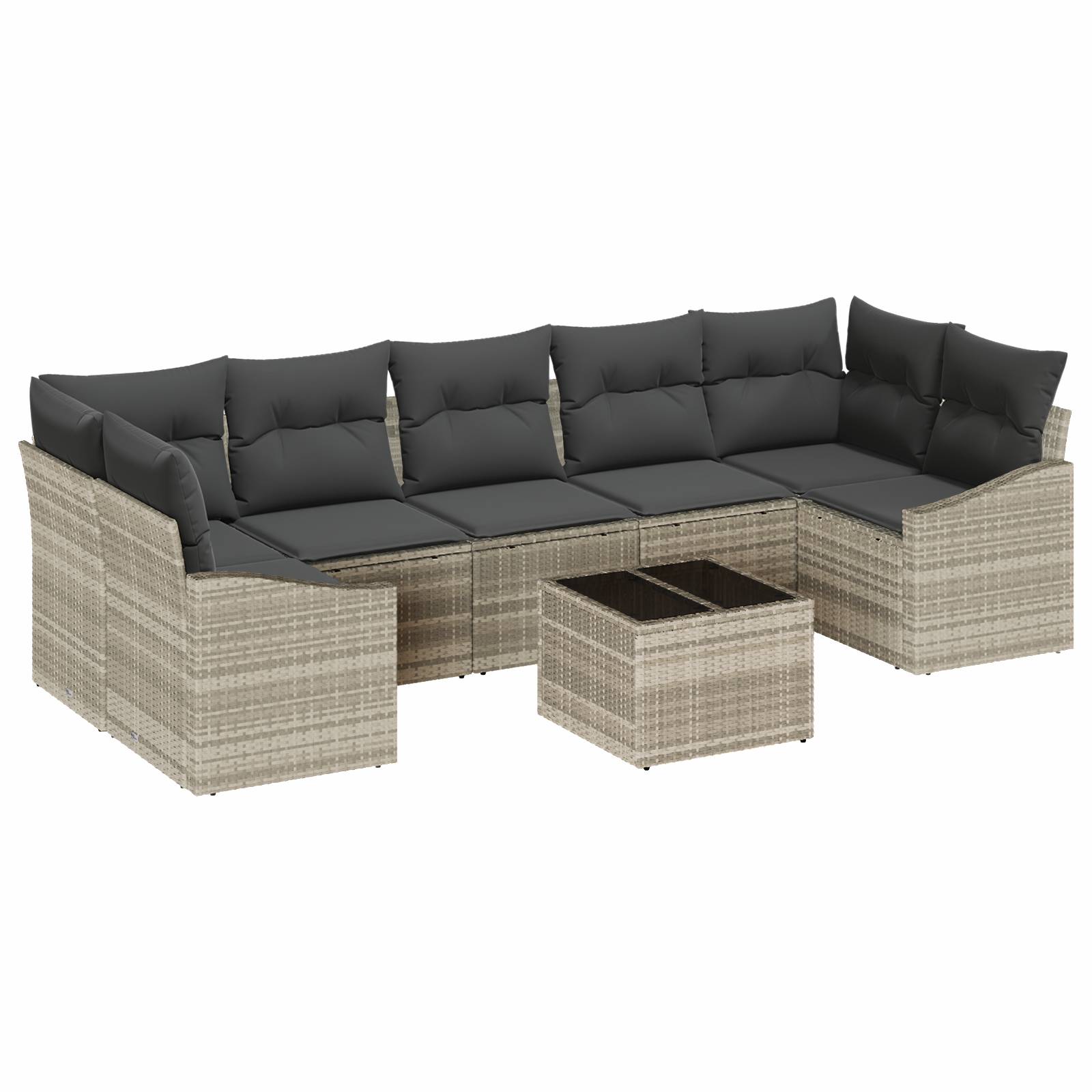vidaXL 8-teiliges Garten Sofa Set mit Kissen Hellgrau Poly Rattan