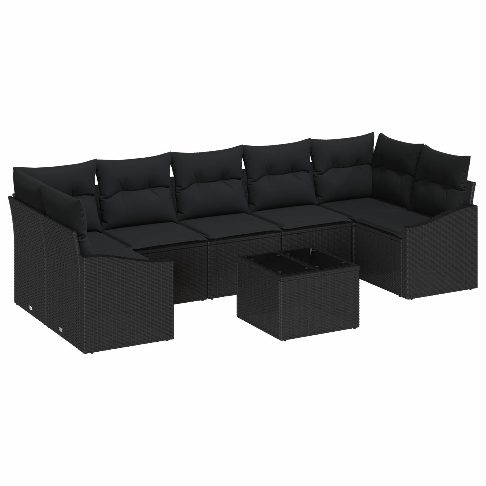 vidaXL 8-tlg. Garten-Sofagarnitur mit Kissen Schwarz Poly Rattan