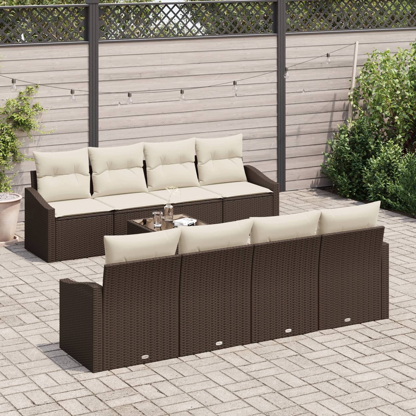 vidaXL 9-teiliges Garten Sofa Set mit Kissen Braun Poly Rattan