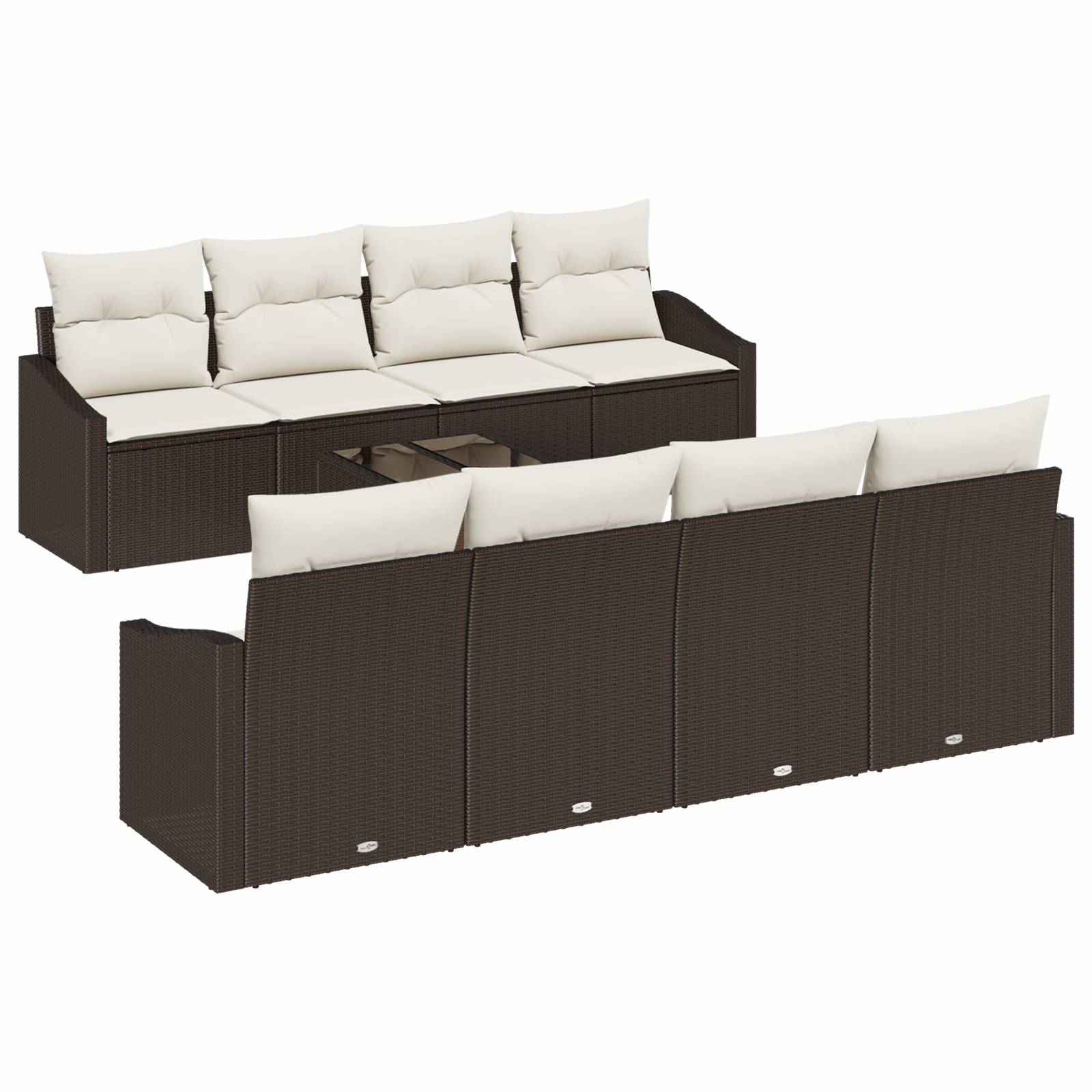 vidaXL 9-teiliges Garten Sofa Set mit Kissen Braun Poly Rattan