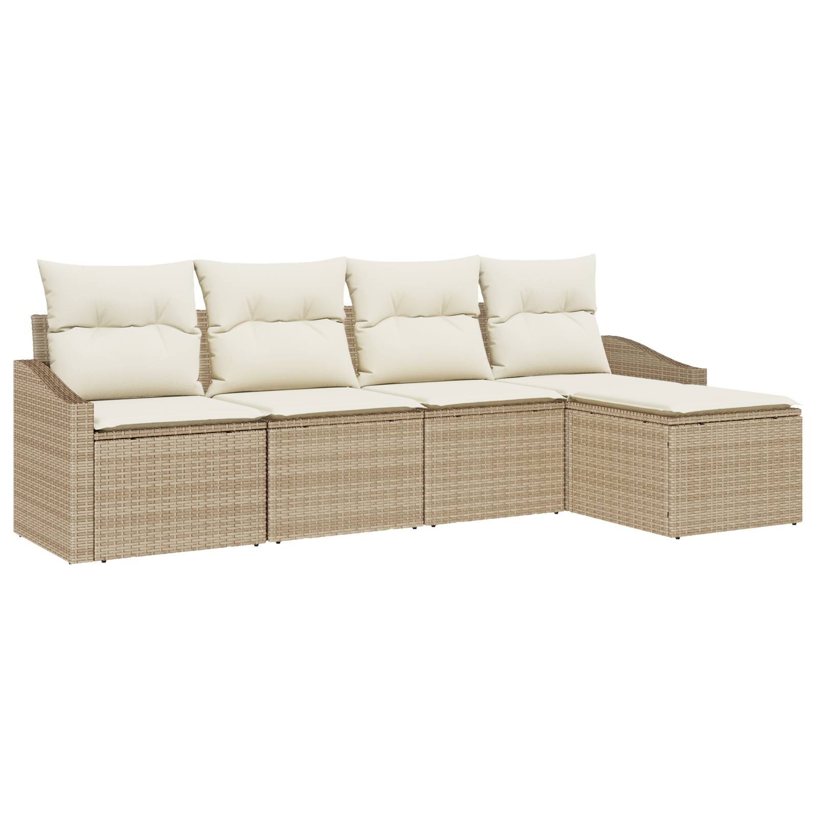 vidaXL 5-tlg. Garten-Sofagarnitur mit Kissen Beige Poly Rattan