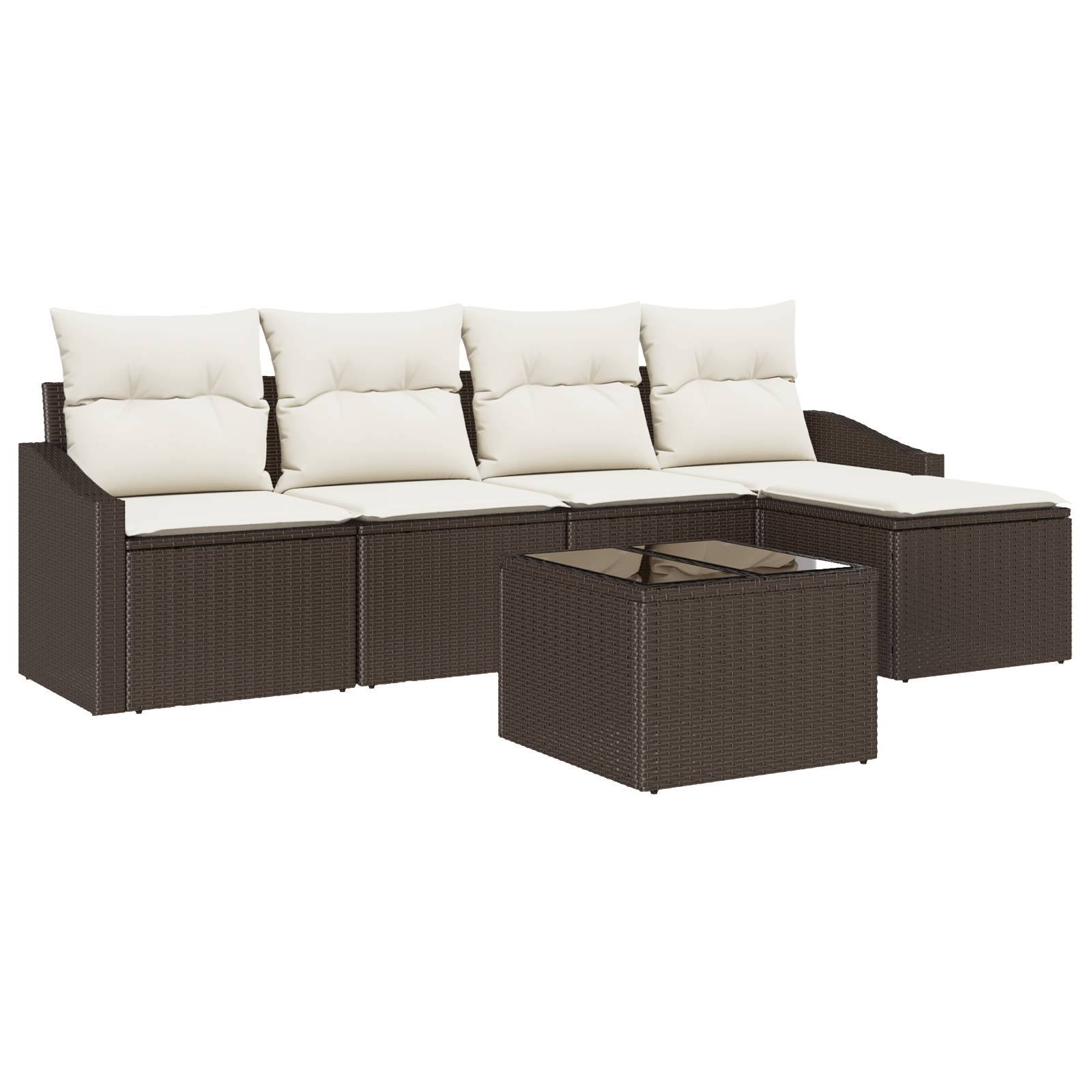 vidaXL 5-tlg. Garten-Sofagarnitur mit Kissen Grau Poly Rattan