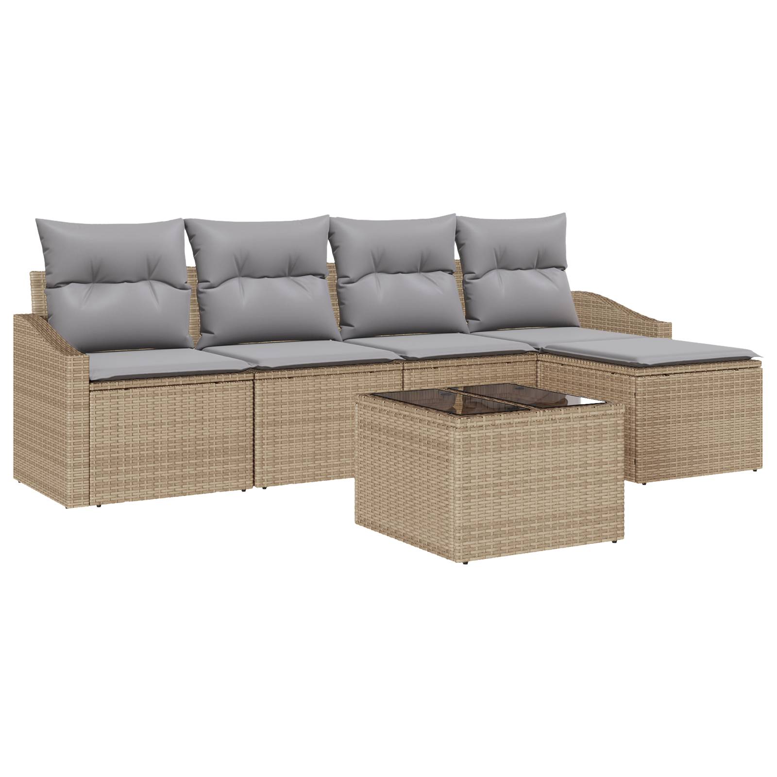 vidaXL 6-tlg. Garten-Essgruppe mit Kissen Schwarz Poly Rattan