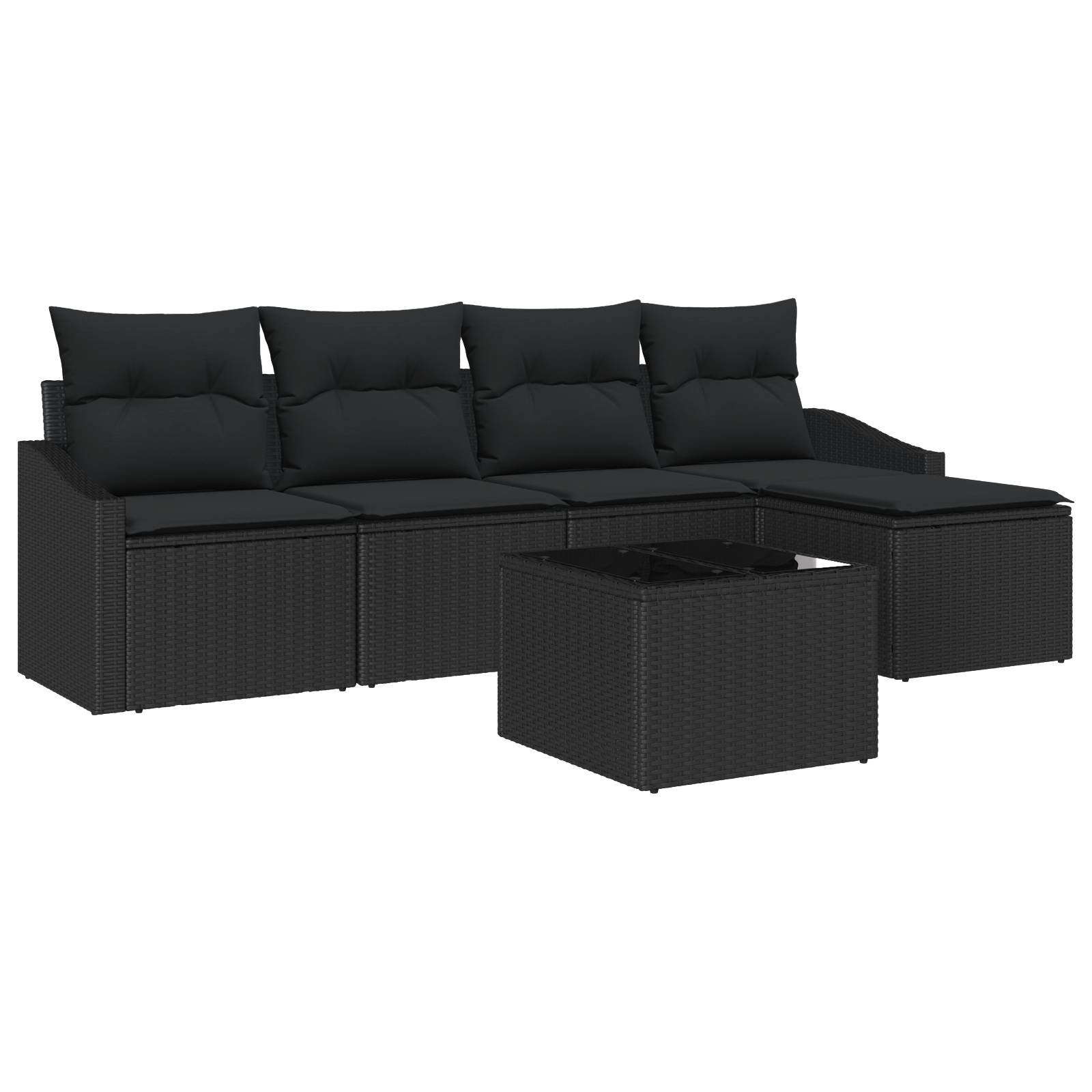 vidaXL 6-tlg. Garten-Sofagarnitur mit Kissen Beige Poly Rattan