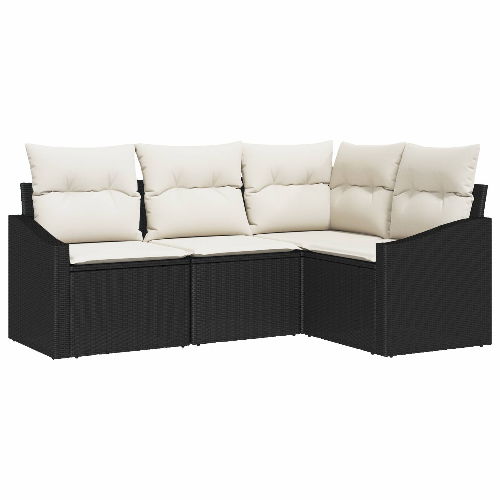 vidaXL 4-tlg. Garten-Essgruppe mit Kissen Schwarz Poly Rattan