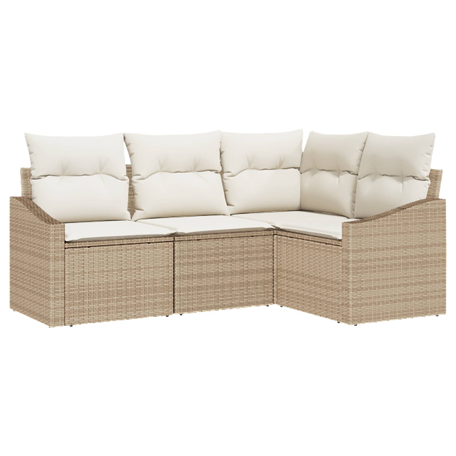 vidaXL 4-tlg. Garten-Sofagarnitur mit Kissen Beige Poly Rattan