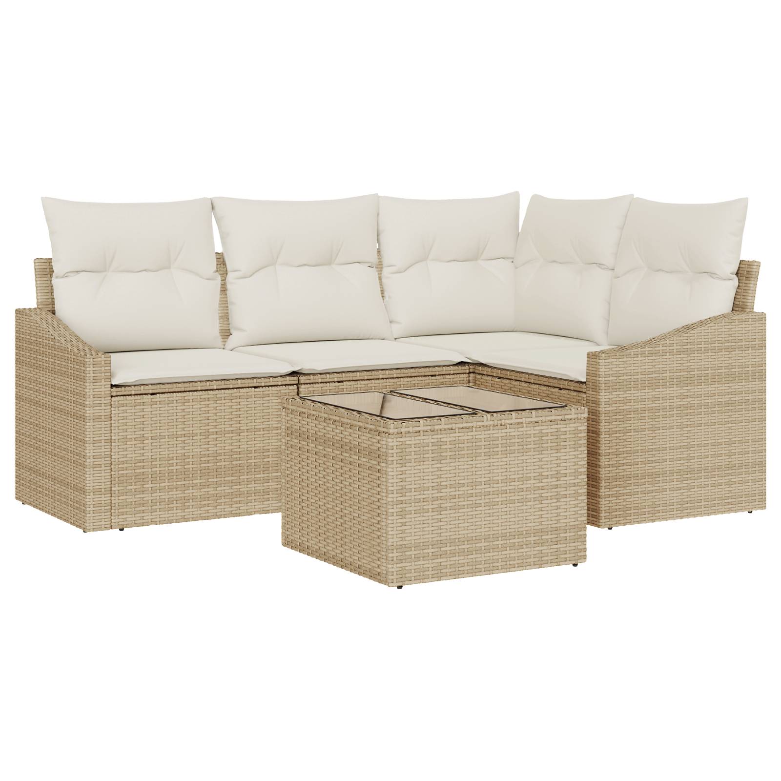 vidaXL 5-tlg. Garten-Sofagarnitur mit Kissen Braun Poly Rattan