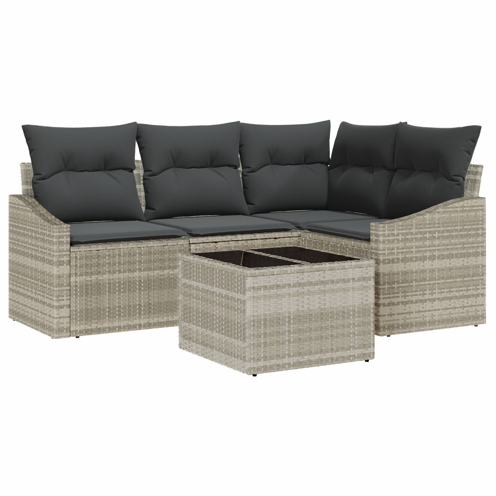 vidaXL 5-teiliges Garten Sofaset mit Kissen Grau Poly Rattan