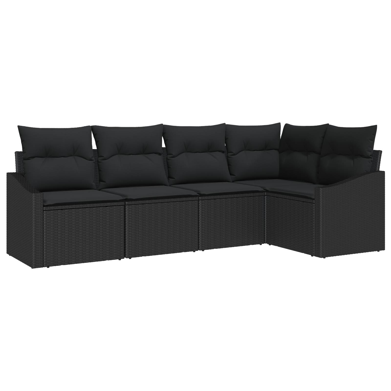 vidaXL 5-tlg. Garten-Essgruppe mit Kissen Schwarz Poly Rattan