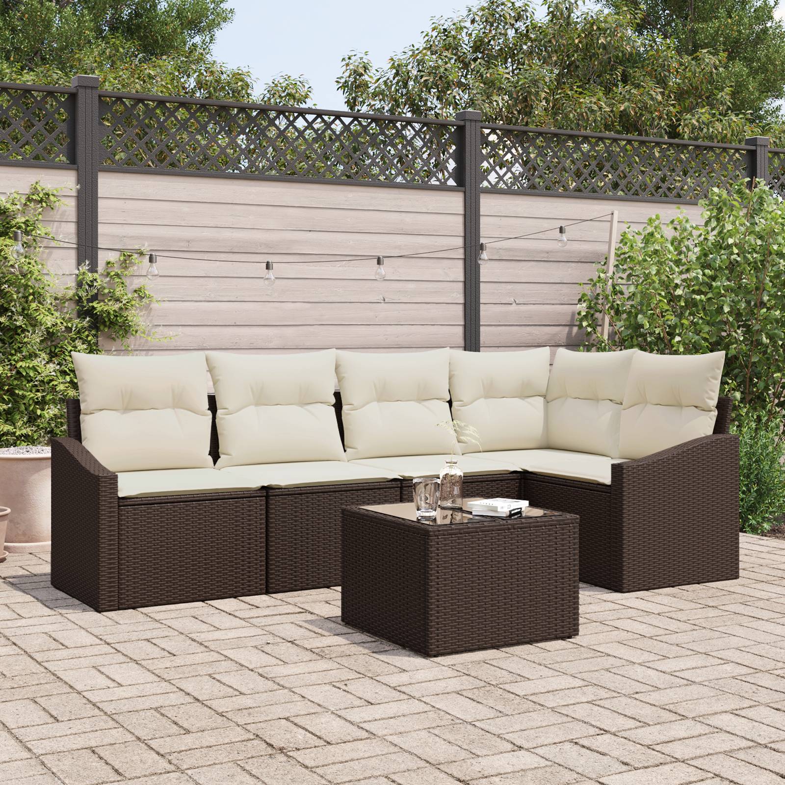 vidaXL 5-tlg. Garten-Essgruppe mit Kissen Grau Poly Rattan