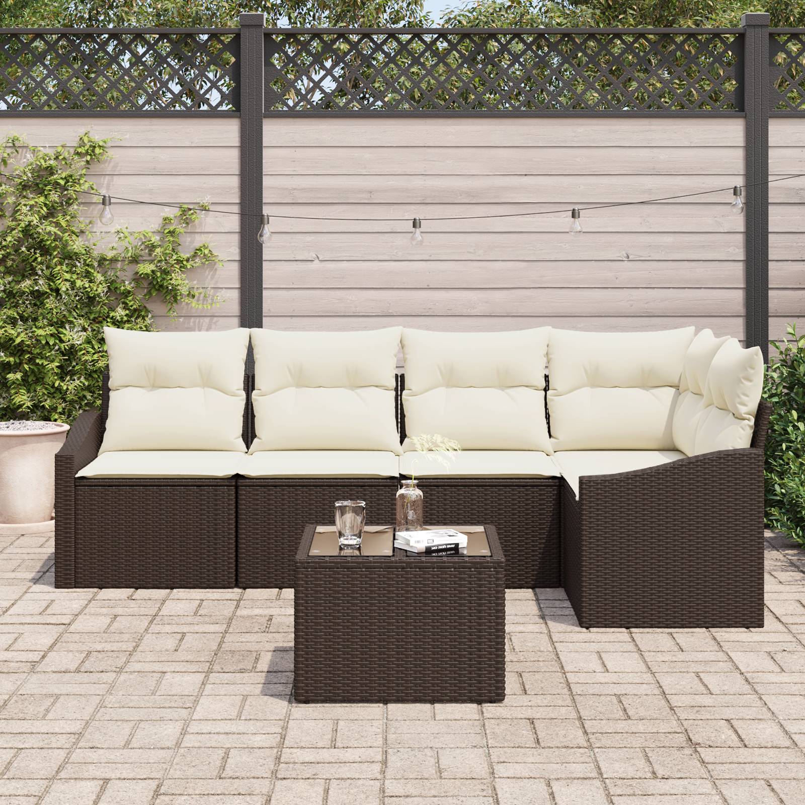 vidaXL 5-tlg. Garten-Essgruppe mit Kissen Grau Poly Rattan