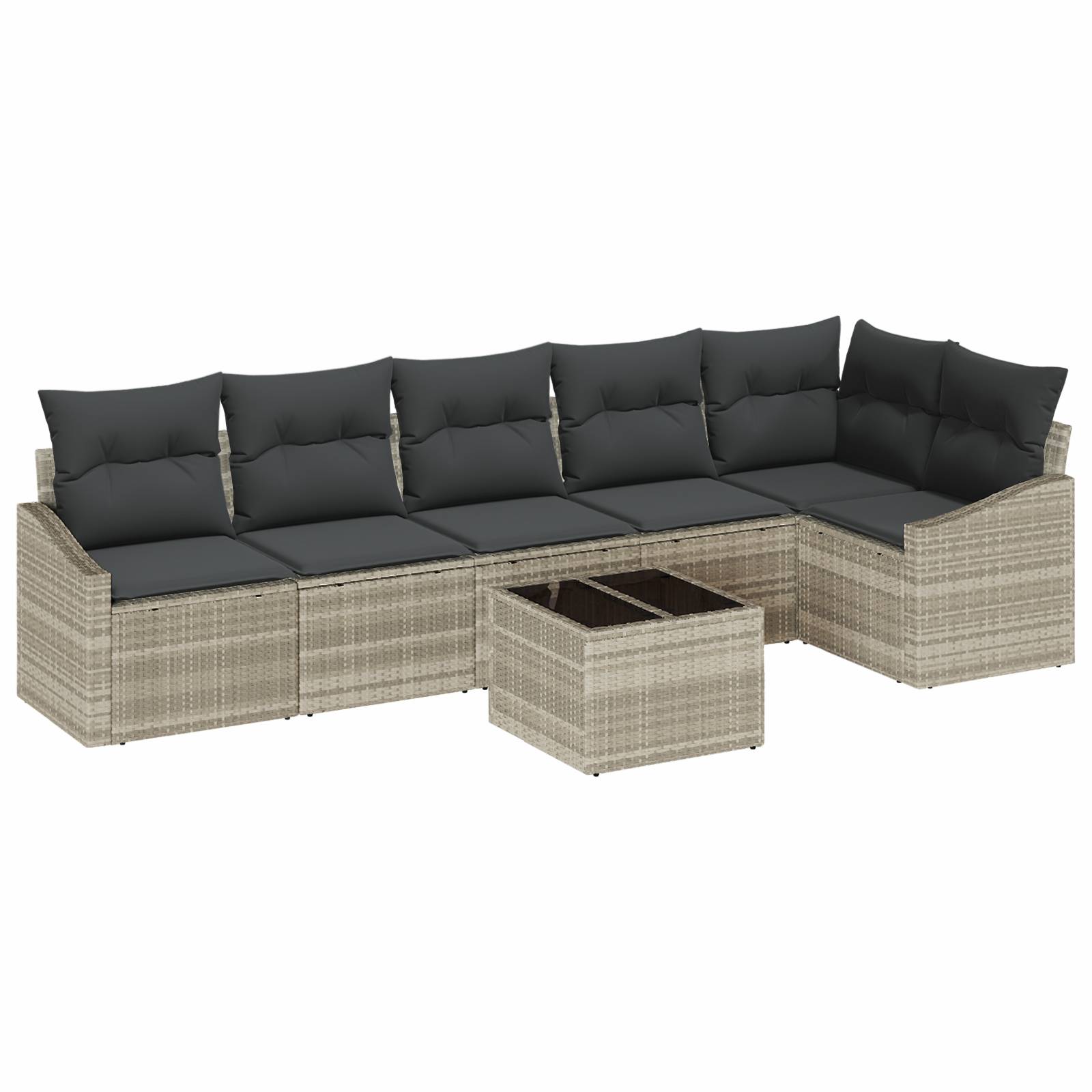 vidaXL 7-teiliges Garten-Sofa-Set mit Kissen Grau Poly Rattan