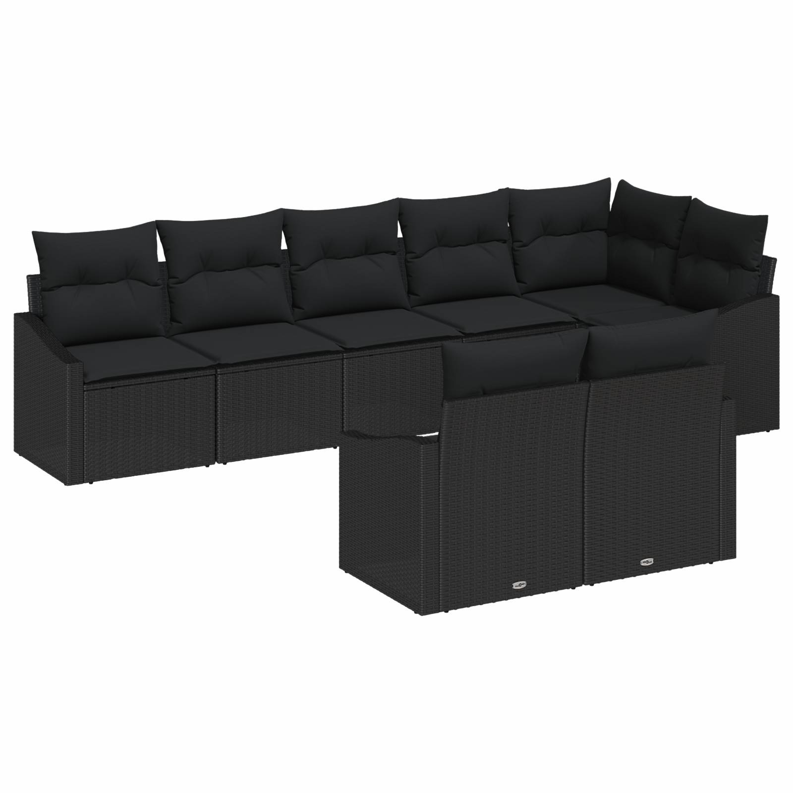 vidaXL 8-tlg. Garten-Essgruppe mit Kissen Schwarz Poly Rattan
