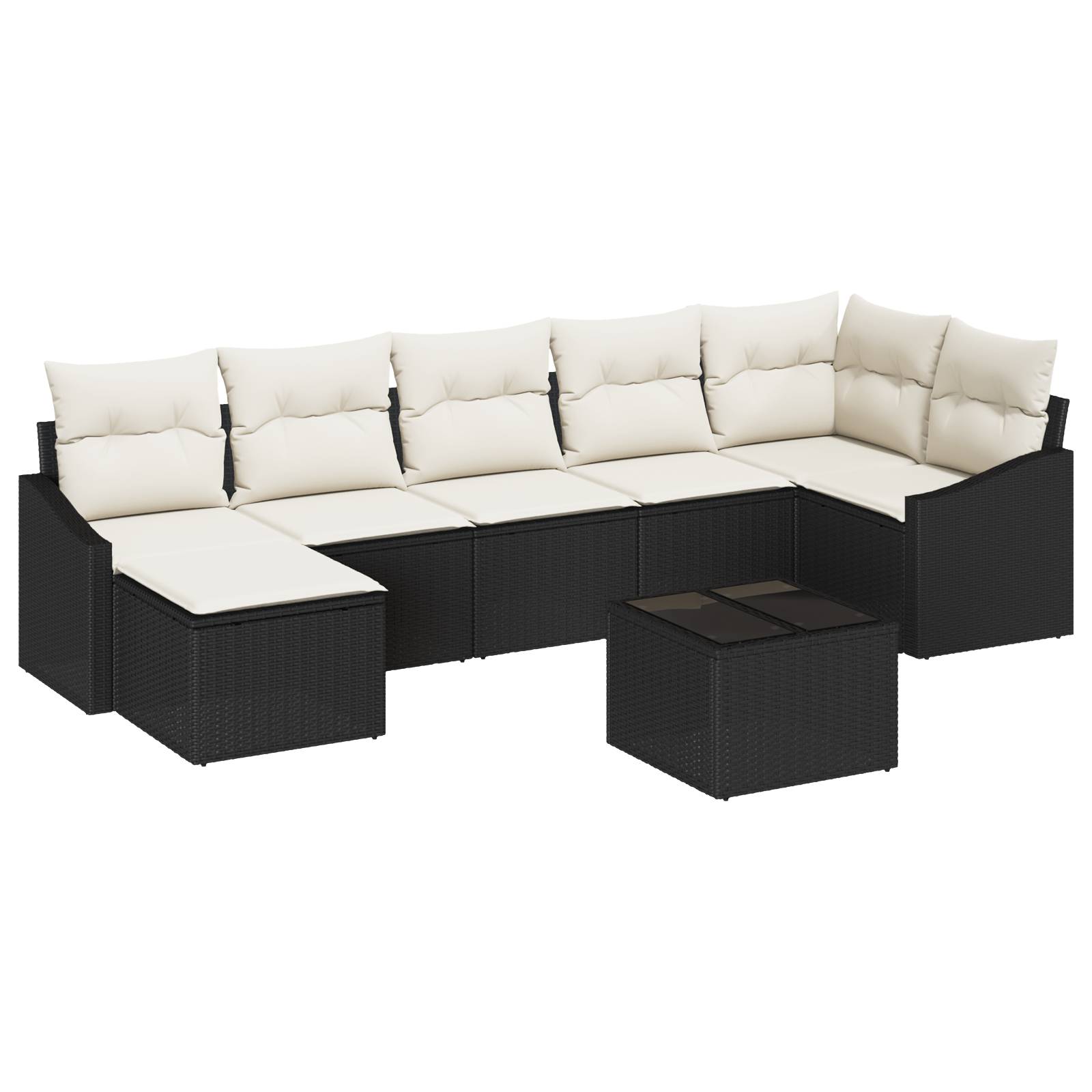 vidaXL 7-teiliges Garten Essset mit Kissen braunes Poly Rattan