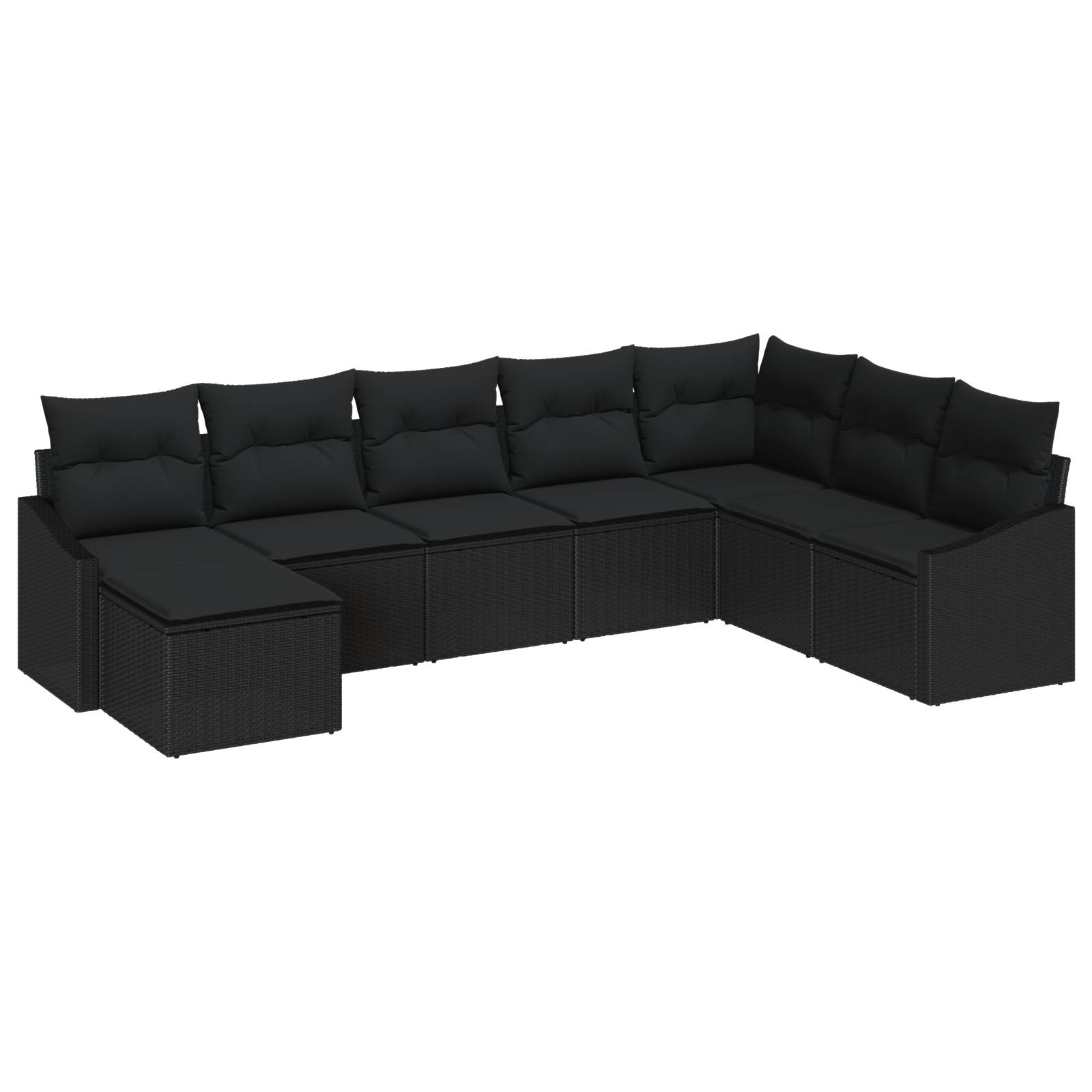 vidaXL 8-tlg. Garten-Essgruppe mit Kissen Schwarz Poly Rattan
