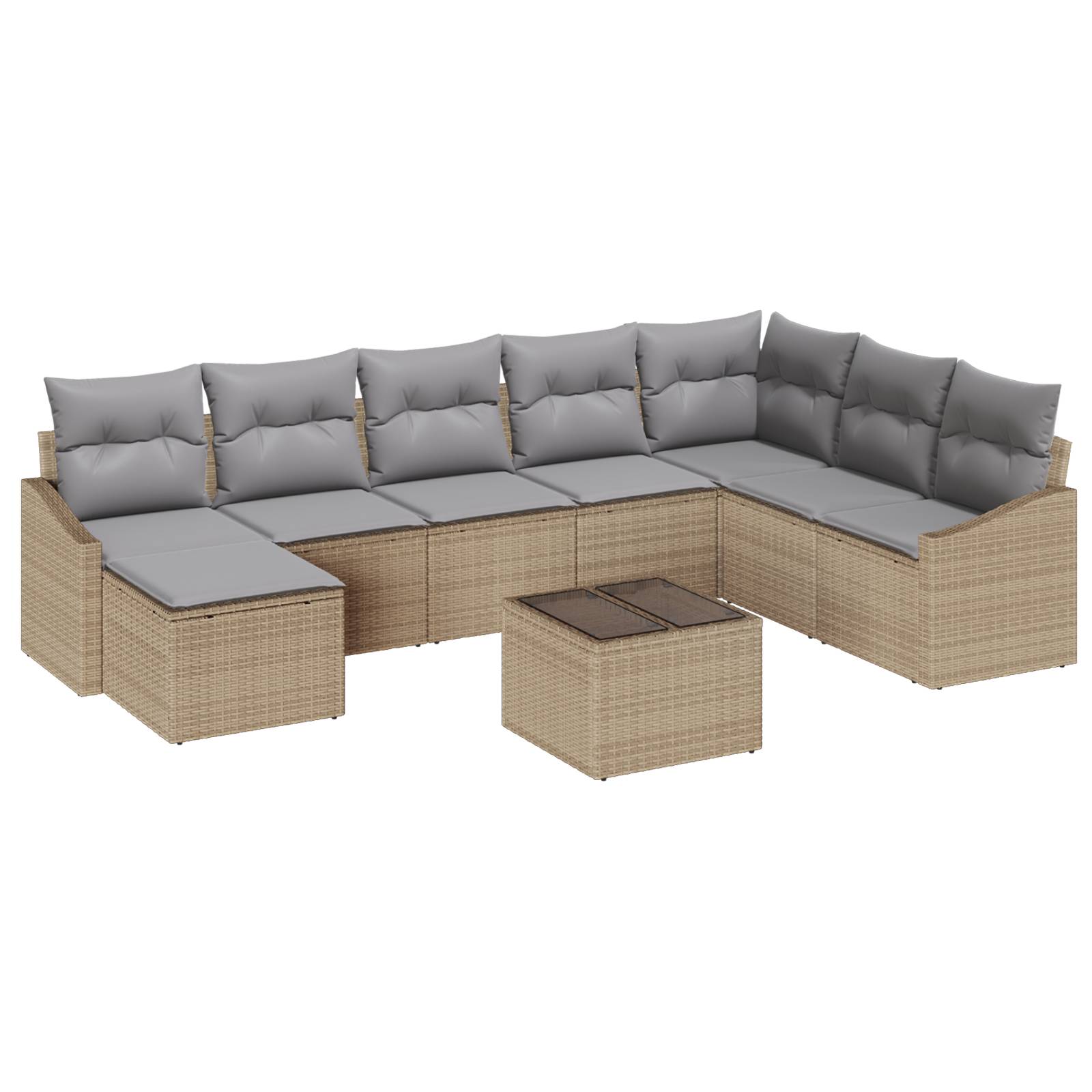 vidaXL 9-teiliges Garten Essgruppe mit Kissen Schwarz Poly Rattan